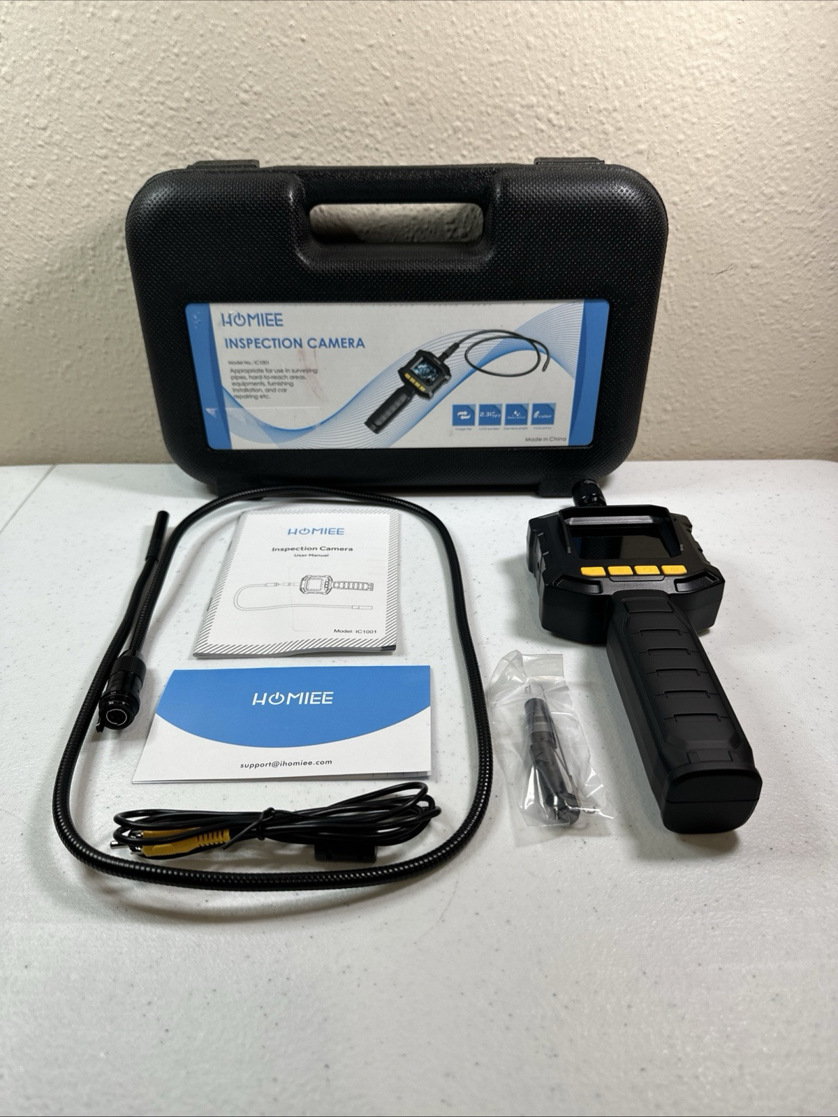 Homiee Borescope Flexible Inspection Camera Recordable Monitor Color 2.4" LCD