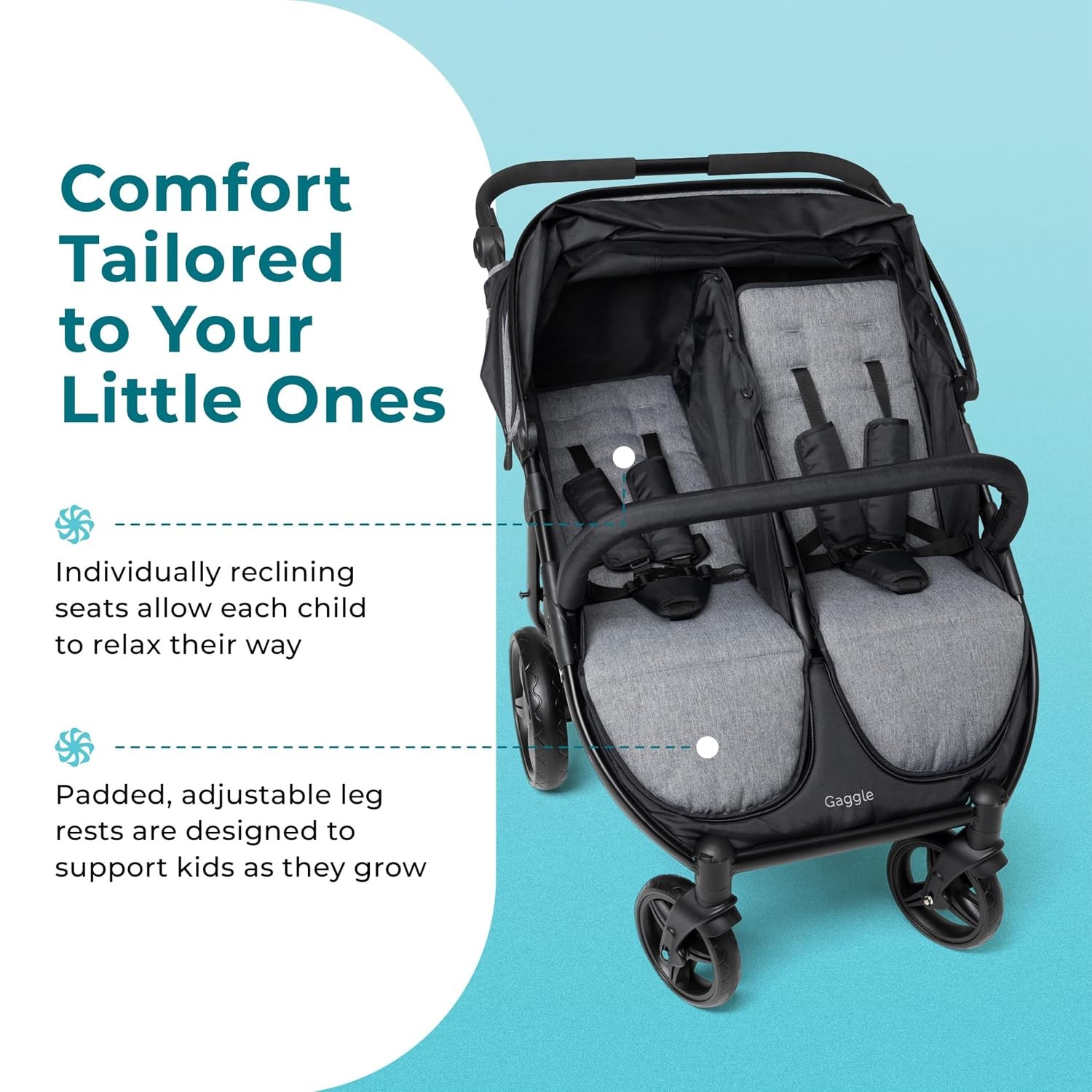 by Foundations Roadster Duo Side by Side Double Stroller Durable Double Stroller