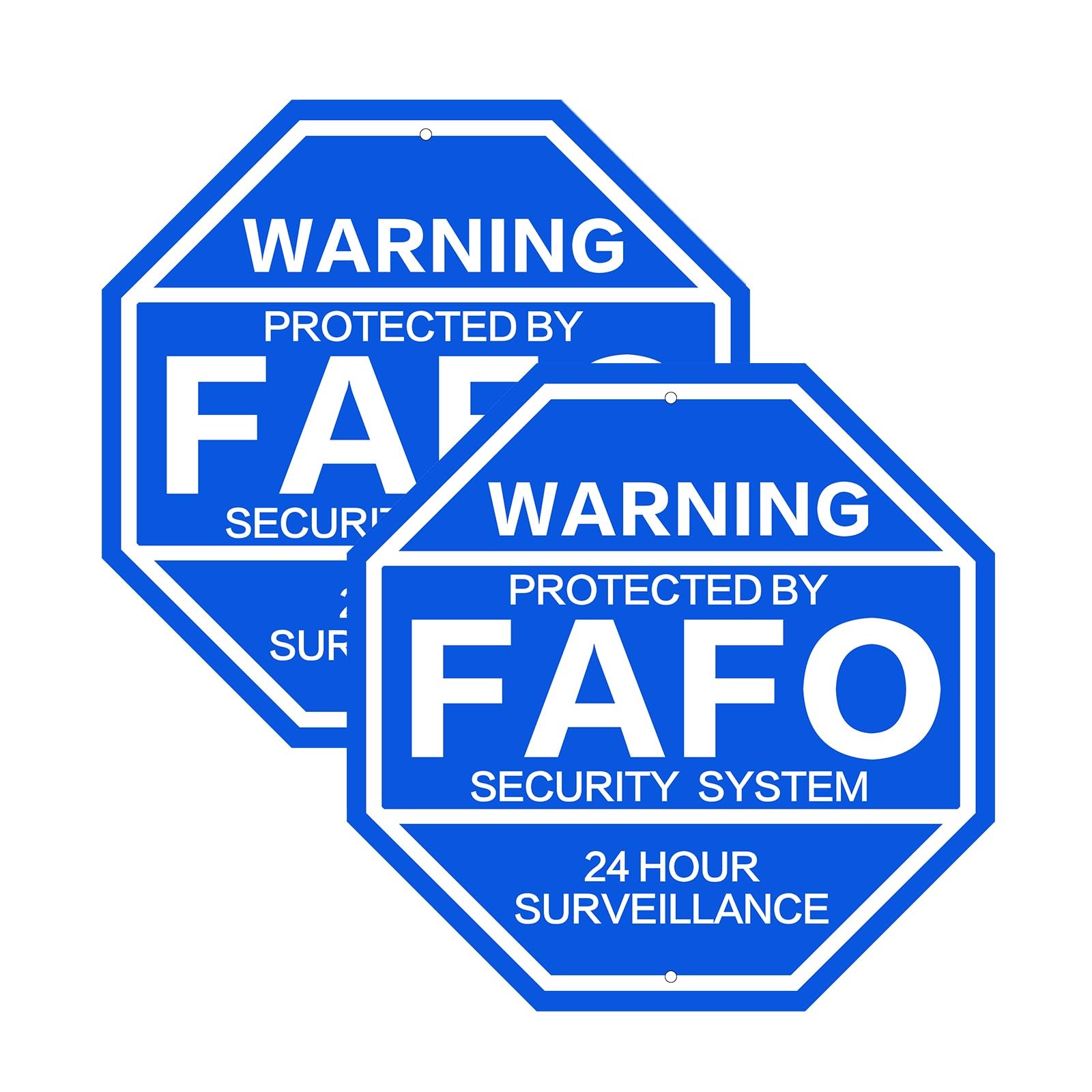 Protected by FAFO Reflective Aluminum Warning Sign 10x10 Blue 2 Pack