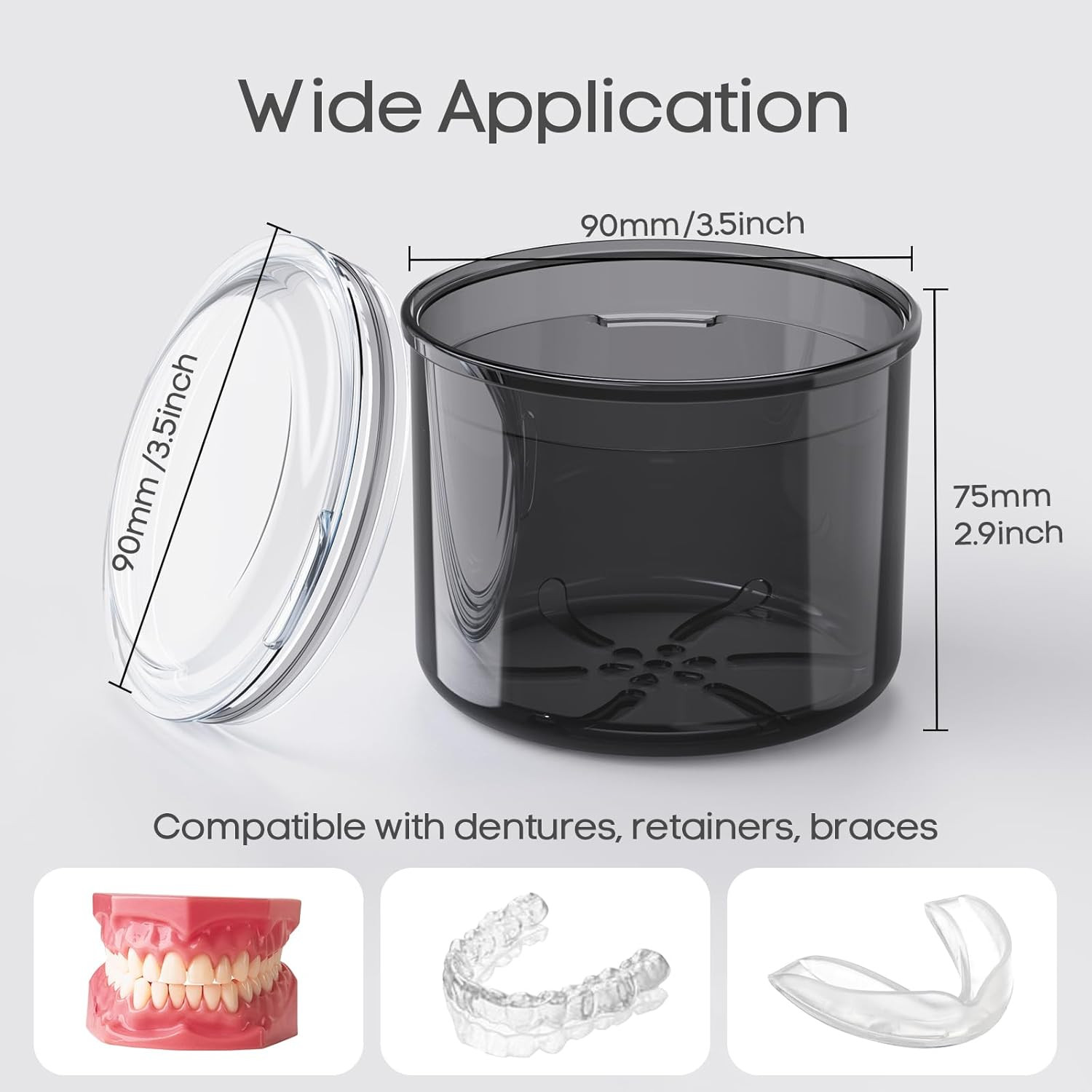 Denture Case, Denture Bath Cup with Brush, Denture Container Cups for Soaking De