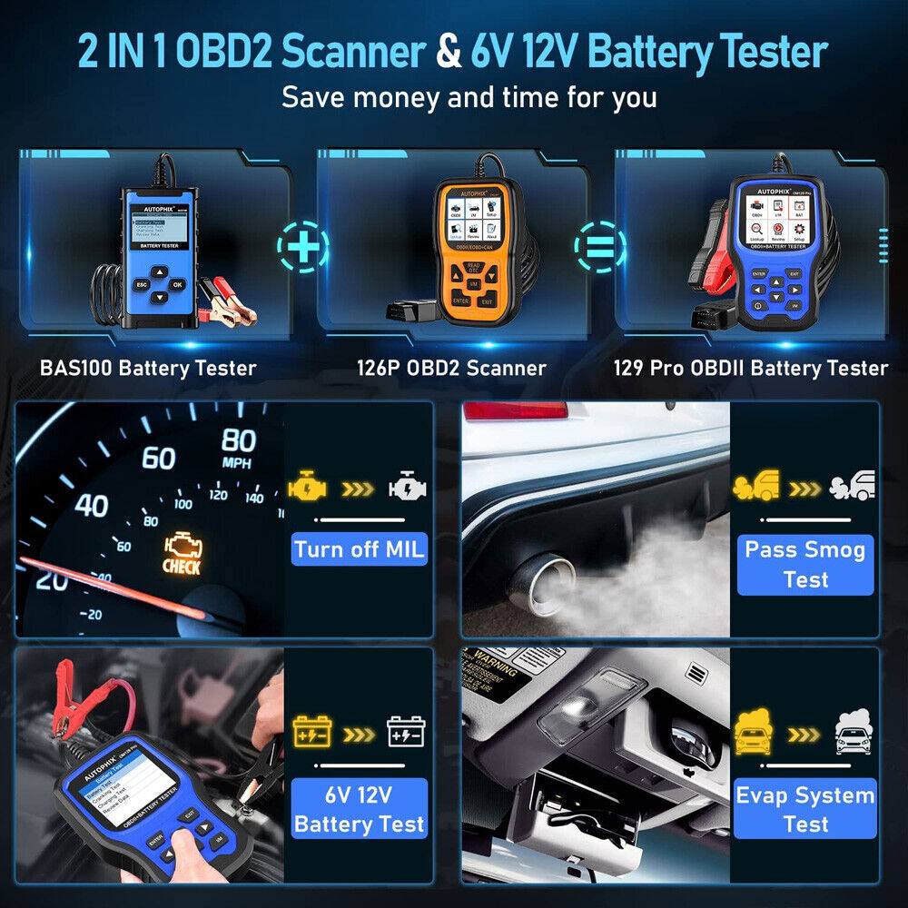 AUTOPHIX OM129 Pro OBD2 Scanner Full Check Engine Code Reader 12V Battery Test