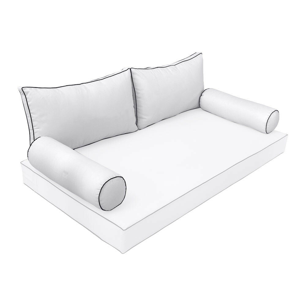 |SLIPCOVER ONLY| S2 Outdoor Bolster Back Pillow Covers Contrast Trim Crib AD105