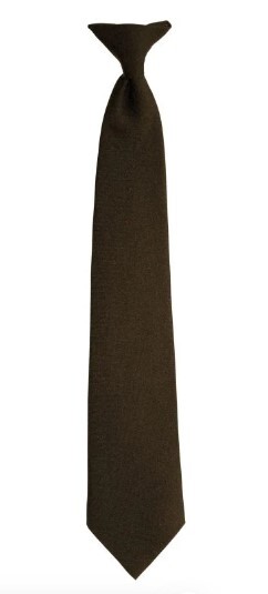 Police Clip-on Neck Tie, Dark Brown, 18" or 20" Polyester Made in USA