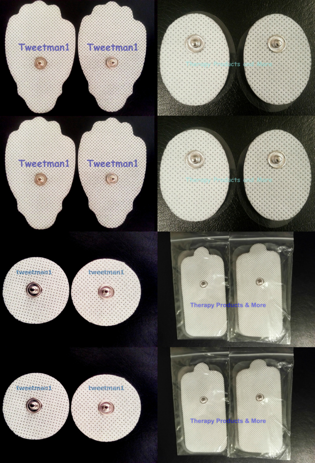 MASSAGE PADS ELECTRODES (4 LG+4LONG+4SM+4SM OVAL) FOR SMART RELIEF MASSAGER EMS