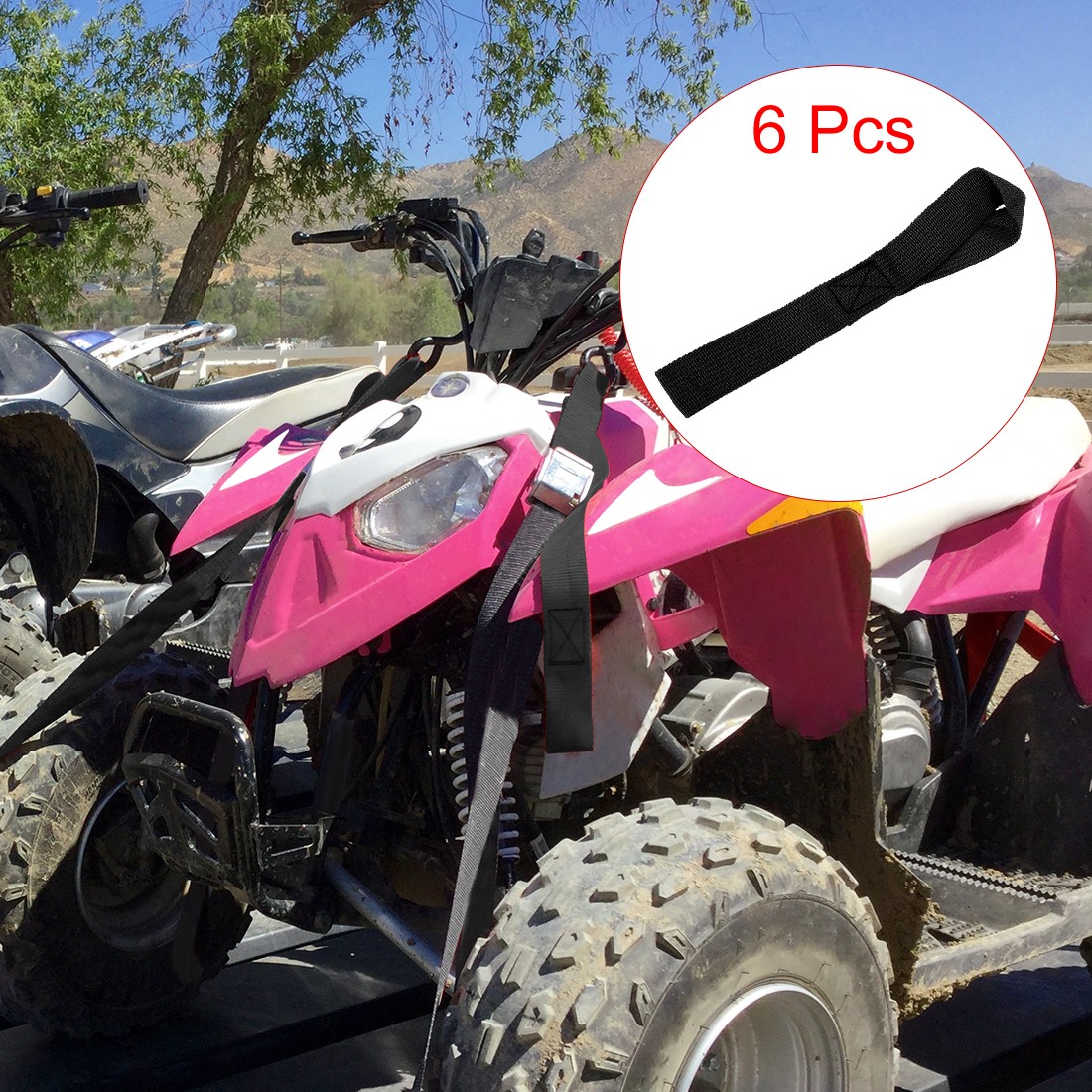 6 PCS Black 2.5 x 20.5cm Cargo Belt Loop Tie Down Strap for Motorcycle