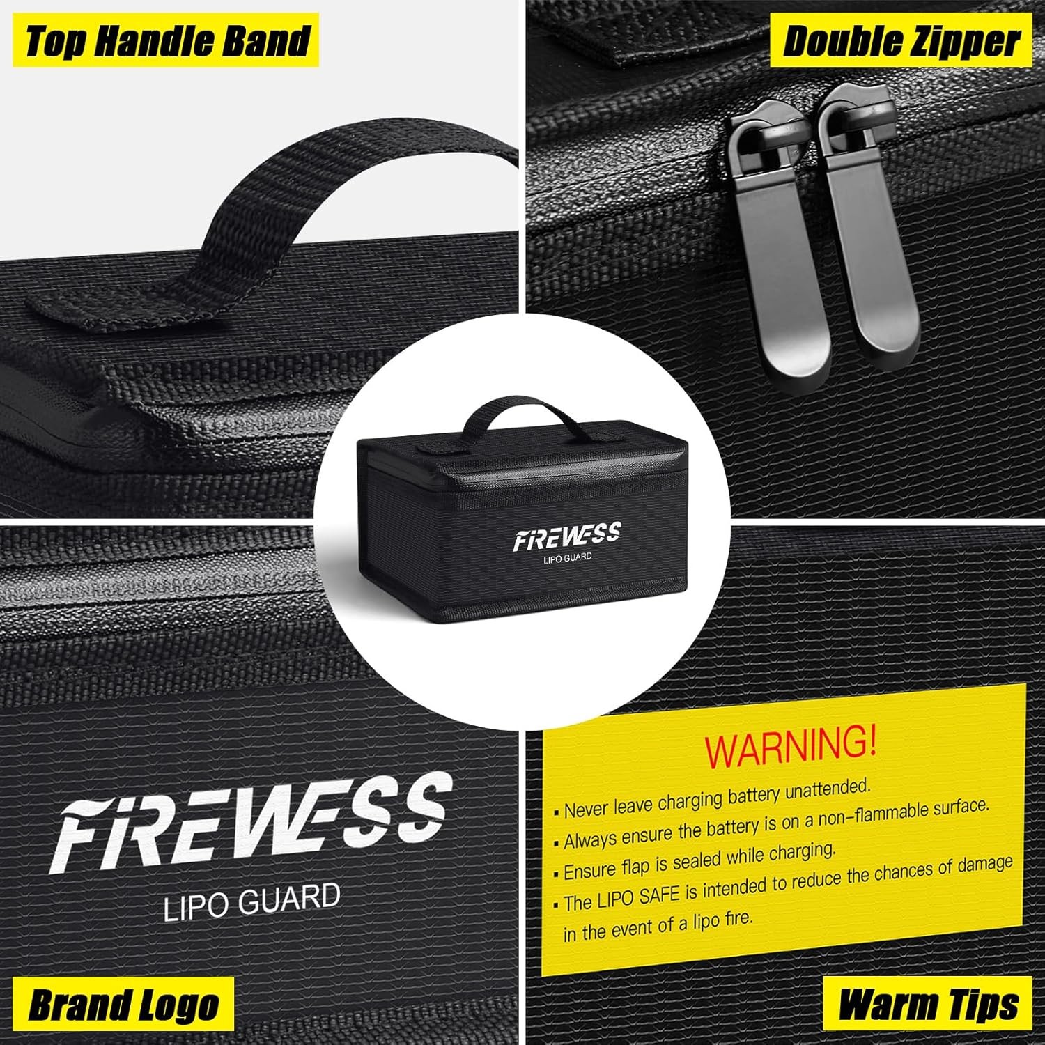 2 Pack Lipo Safe Bag Fireproof Lithium Battery Charging Storage Bag Explosion