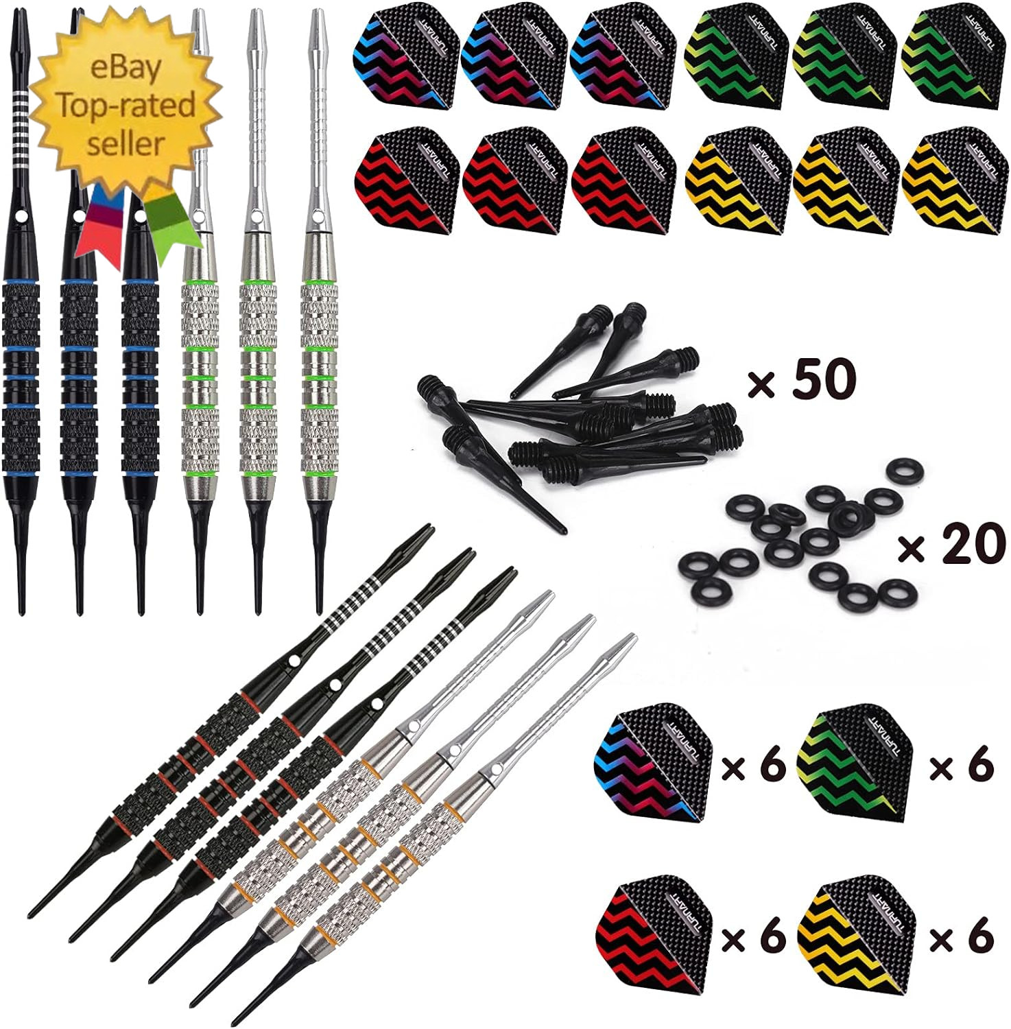 Darts Plastic Tip - Professional Soft Tip Darts Set for Electronic Dartboard 12