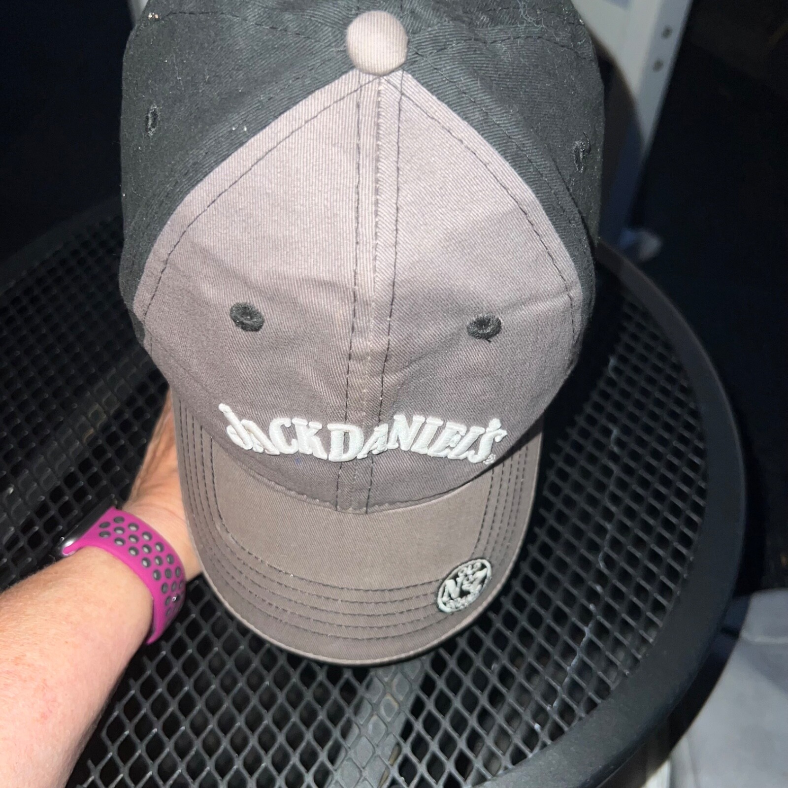 Jack Daniels Old No 7 Gray Black with Hat Cap Hook Loop top VGC