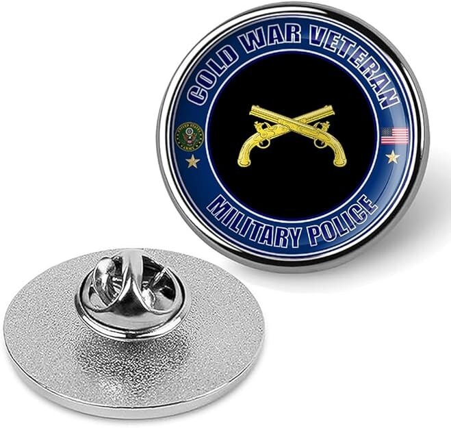 Cold War Veteran Military Police Tie Suit Shirt Lapel Pin - Silver