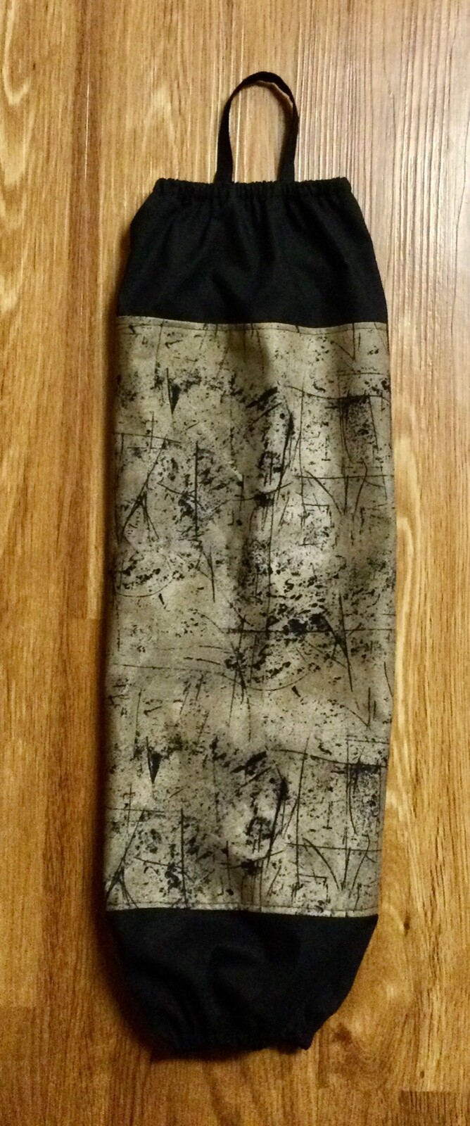 Hand/Homemade Grocery Bag Holder—Black & Taupe Abstract (#63) Free Ship