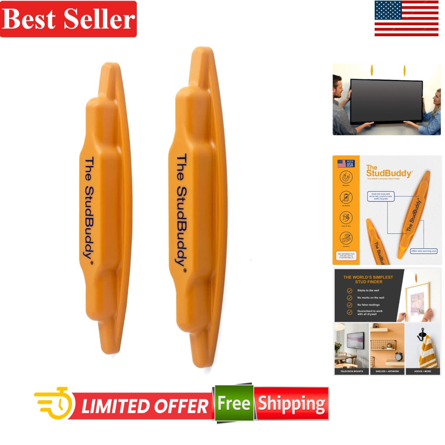 Magnetic Stud Finder 2 Pack for Drywall and Wood No Batteries Needed