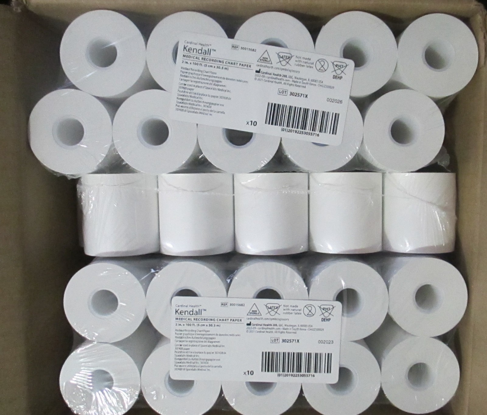 Cardinal Health Kendall Thermal Recording ECG/EKG Chart Paper 30015682 2"x100'