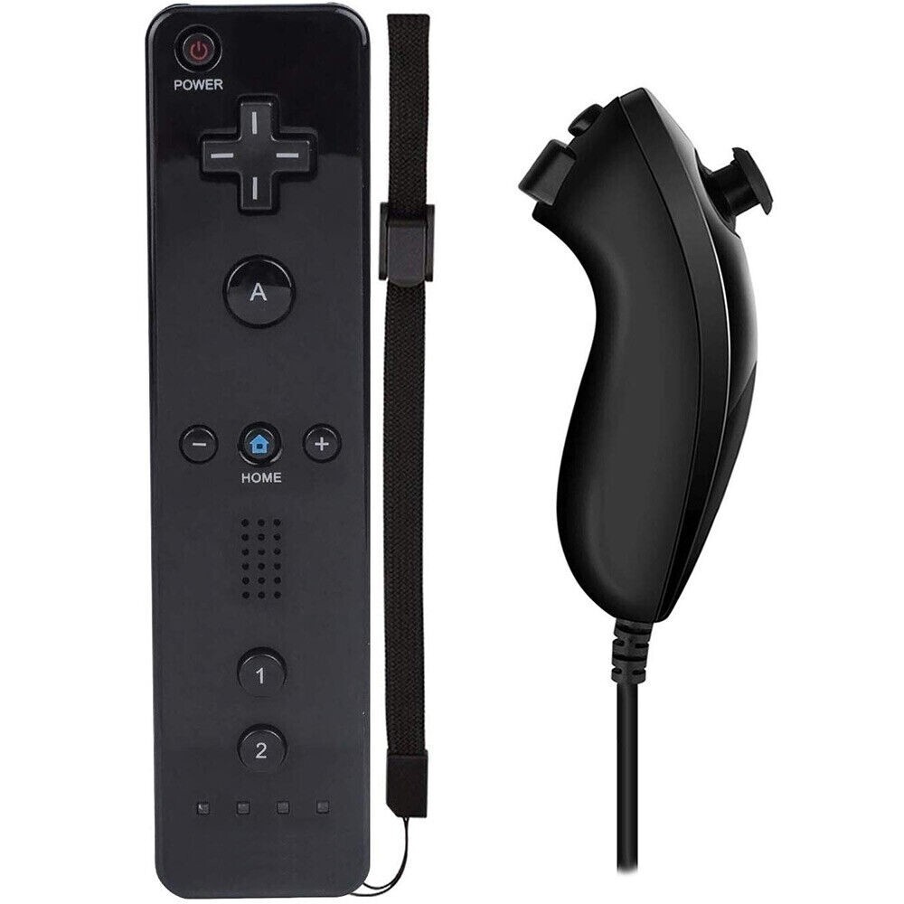 Black Remote Wiimote Nunchuck Controller Set Combo for Nintendo Wii Game