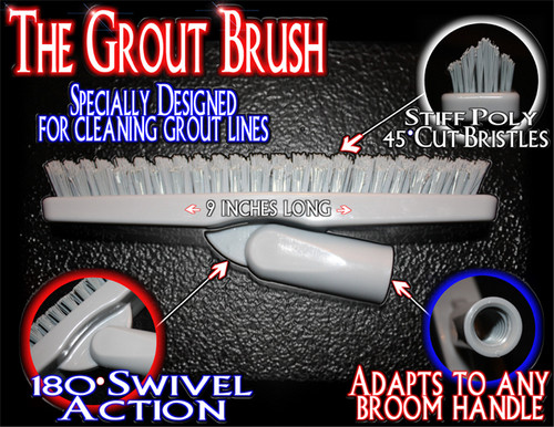 BRUSH COMMERCIAL TILE & GROUT 9" STIFF V SHAPE GRAY