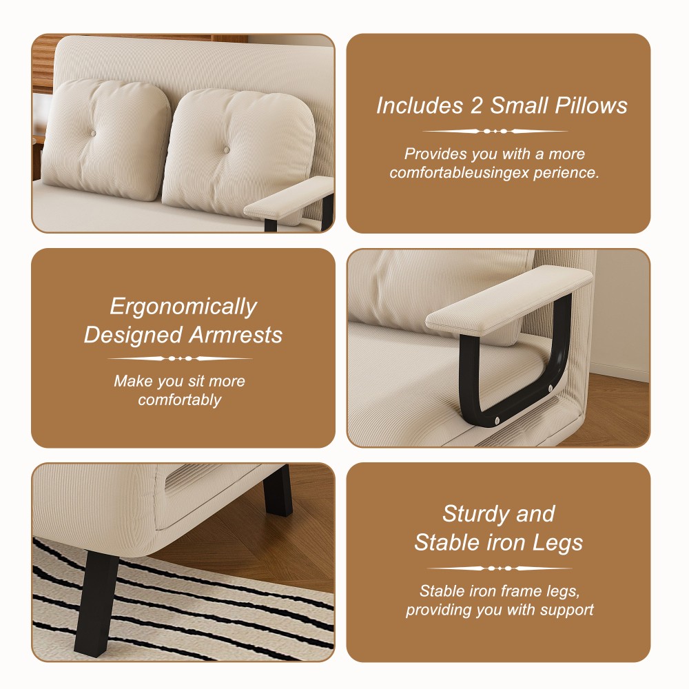 Folding Sofa Bed 5-in-1 Convertible Chair for Position Adjustable Backrest