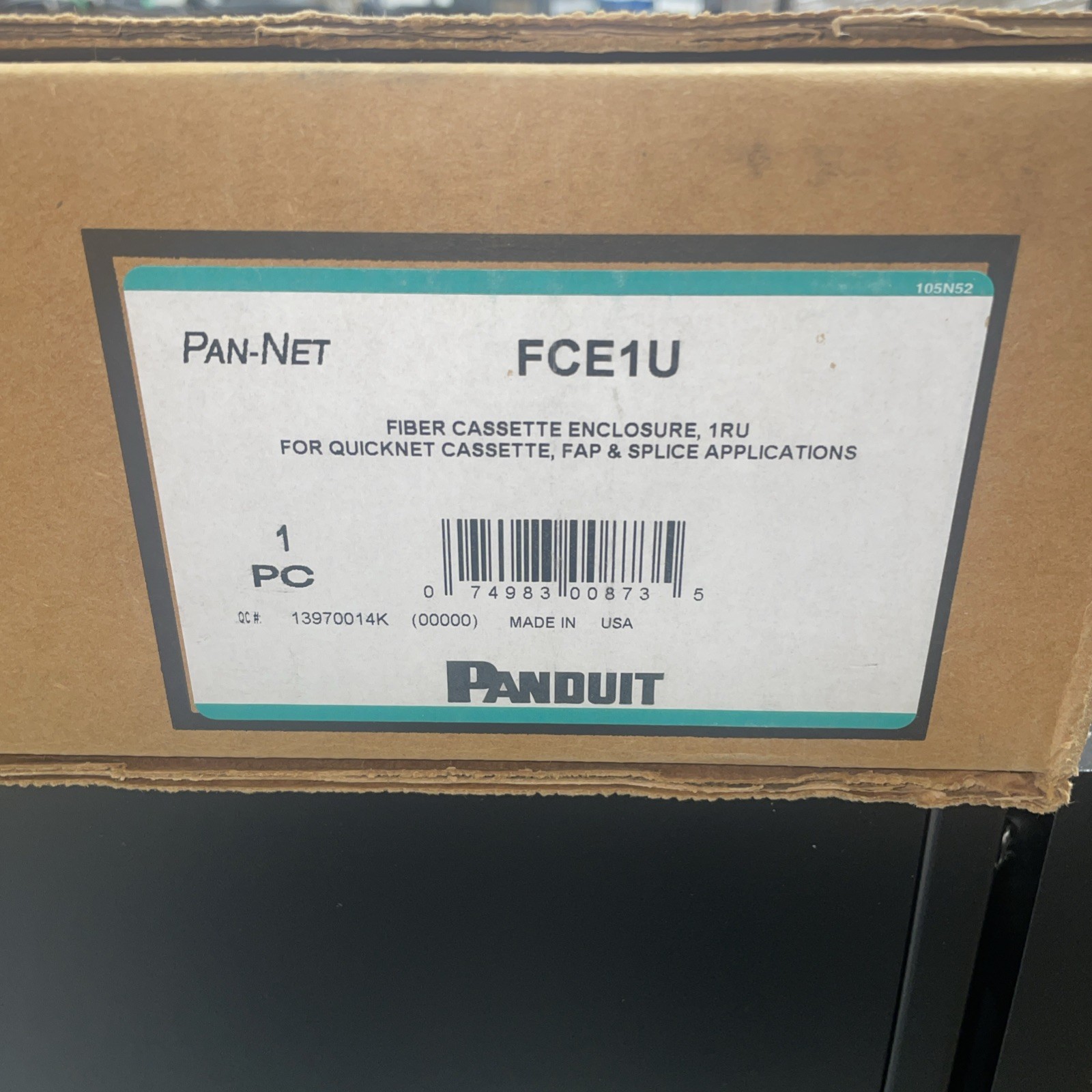 Panduit FCE1U Rack Mount Fiber Enclosure 1 RU Black 4 FAP/Cassette Slots