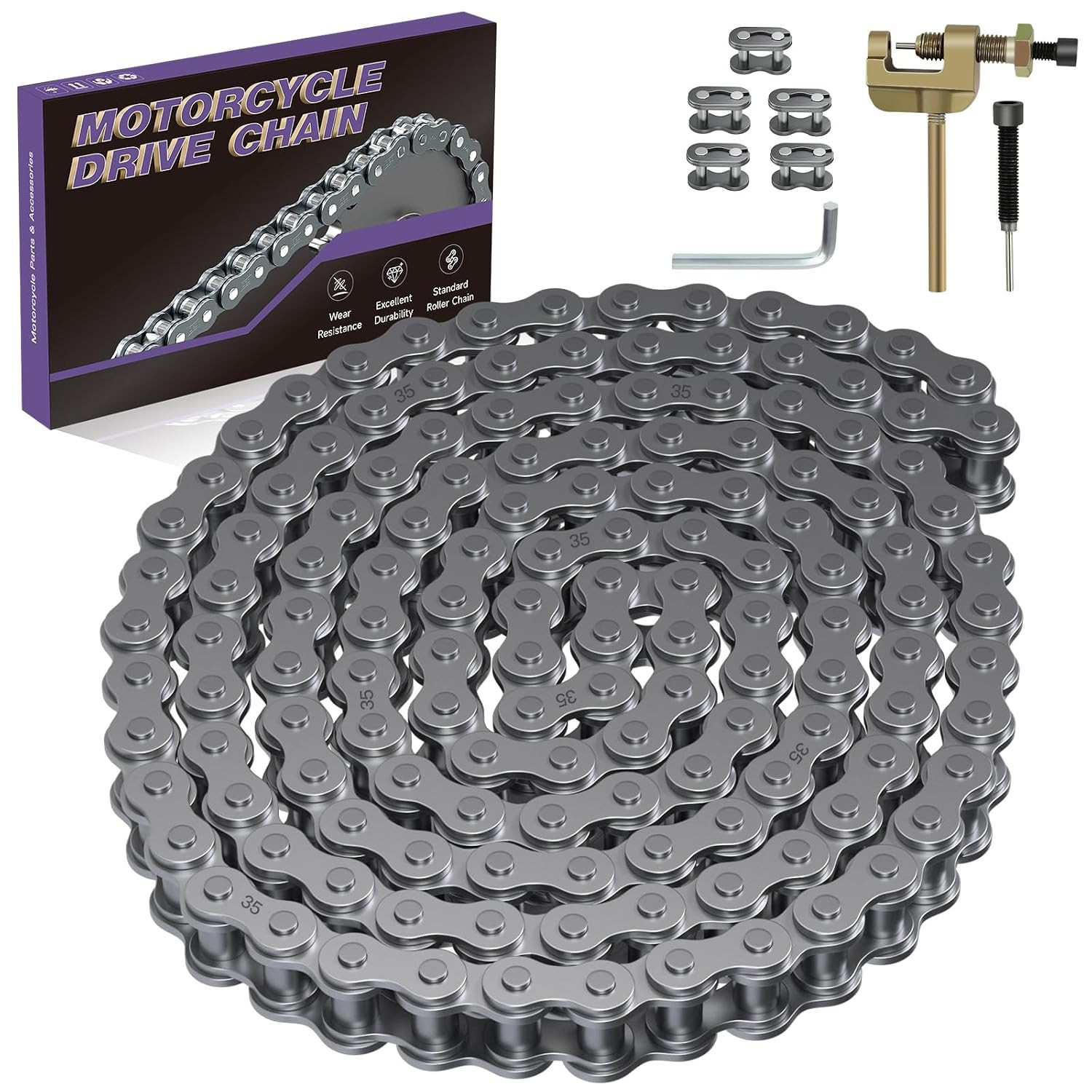 35 Chain 140 Links Compatible with Coleman Mini Bike CT100U DB30 | Mini Bike Cha