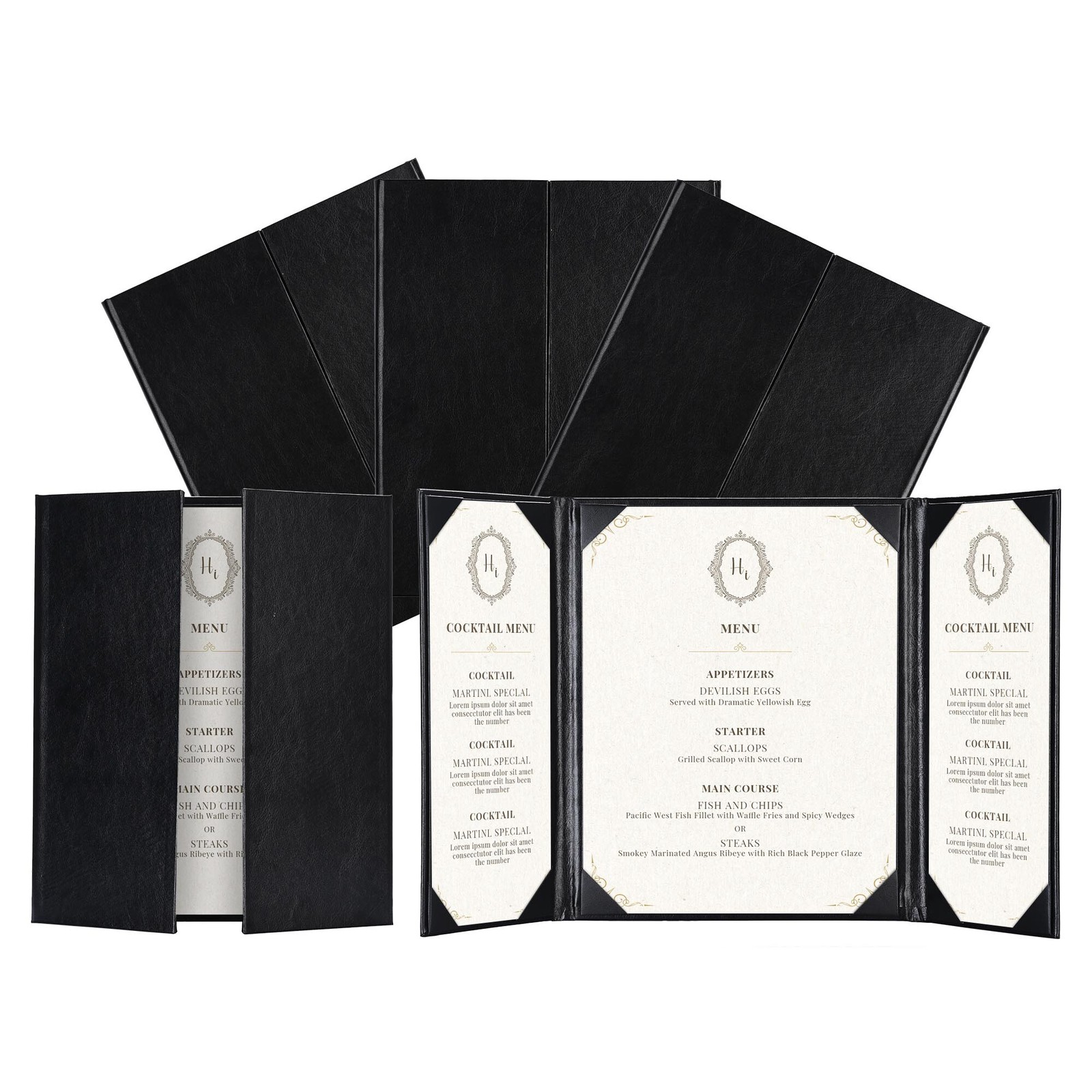 WeChef 5 Pack Restaurant Menu Covers Gate Fold for 8.5x11" & 4.25x11" Paper