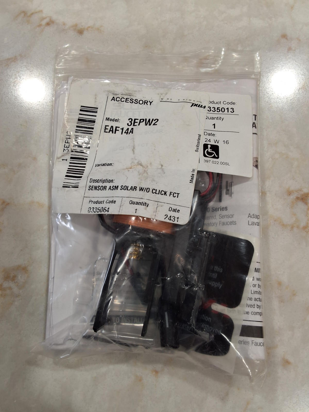 SLOAN EAF-14A SENSOR ASSEMBLY  PRODUCT CODE  0335013