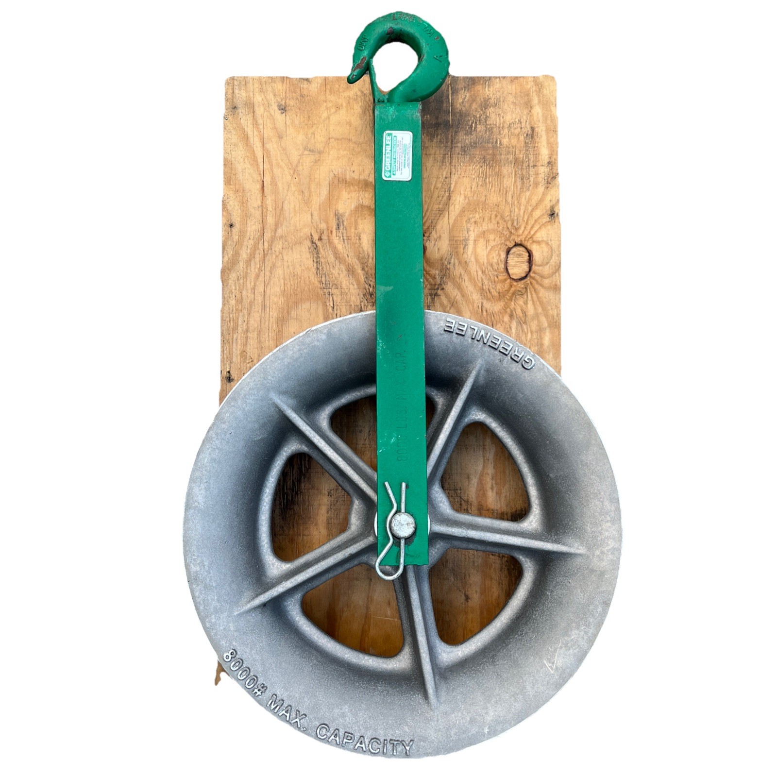 Greenlee 8018 18” Hook Type Cable Rope Sheave Pully Assembly 8000 lbs Inside 7"