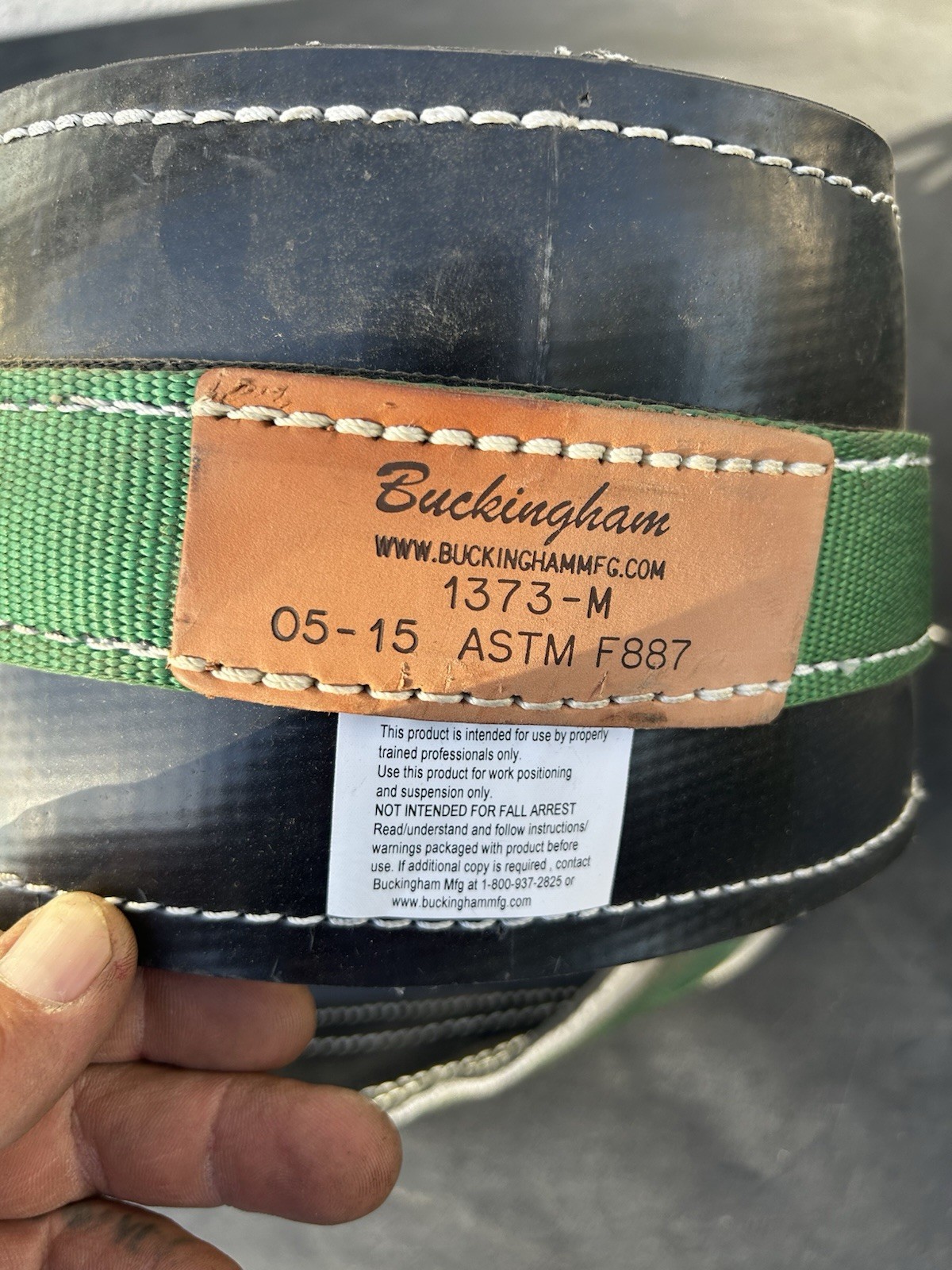 Bucking Ham 1373 Climbing Belt Butt Strap Floating D Ring Medium