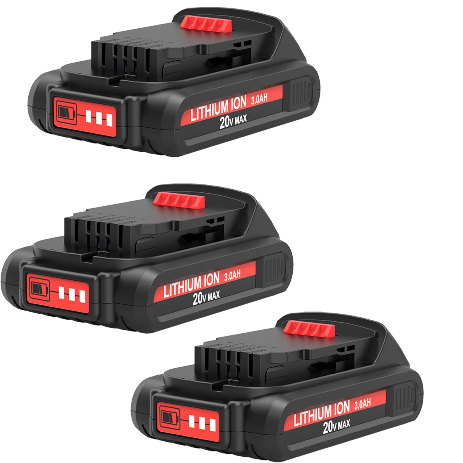 3-PACK 20V 3.0Ah DCB203 DCB207 Lithium Battery for Dewalt 20V Max DCB200 DCB201