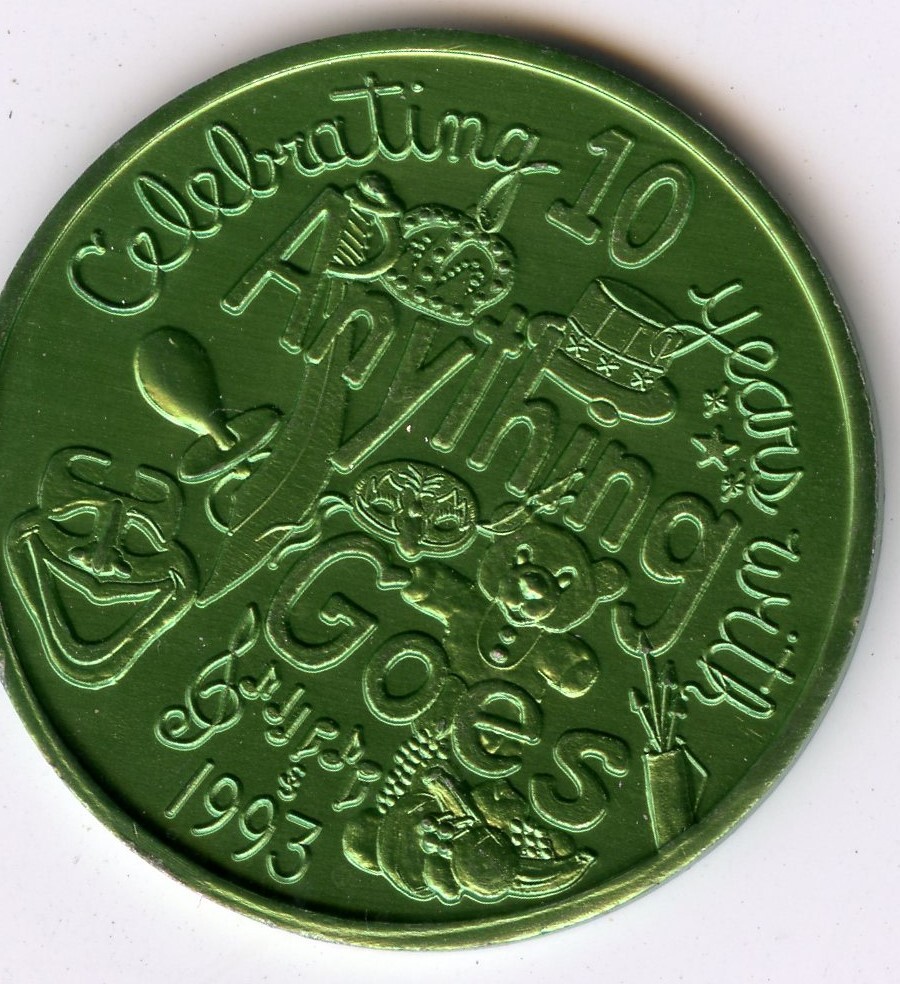 Mardi Gras Doubloon Krewe of Atlantis 1993 Aluminum Green
