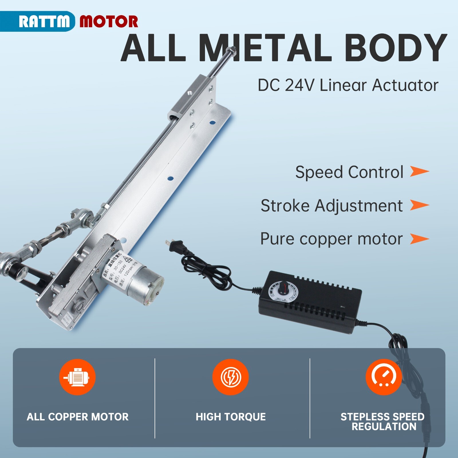 US】Reciprocating Cycle Linear Actuator DC 24V,Stroke 3-15/2-8CM,Adjustable speed