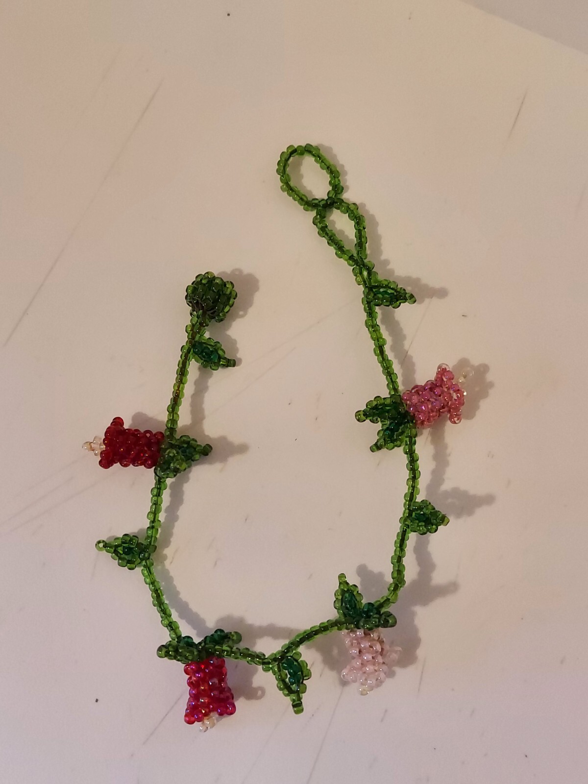 Handmade Seed Bead Flowers Bracelet