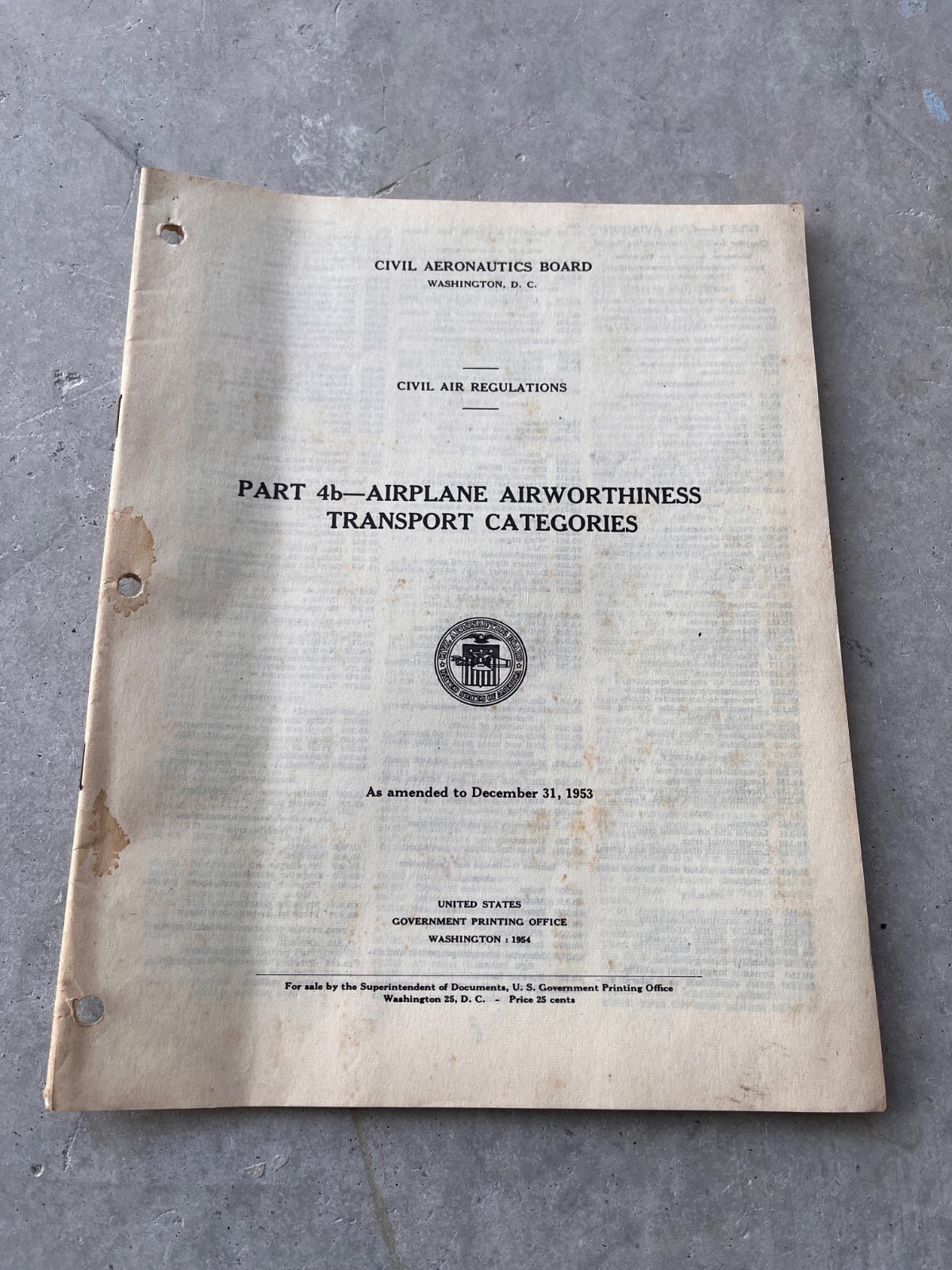 Airplane Airworthiness Transport Categories Part 4b Dec. 1953 Civil Aeronautics