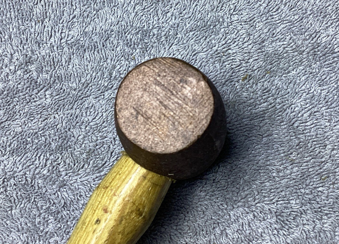 VTG. TEMCO 2 LB. COPPER HAMMER WITH HICKORY HANDLE