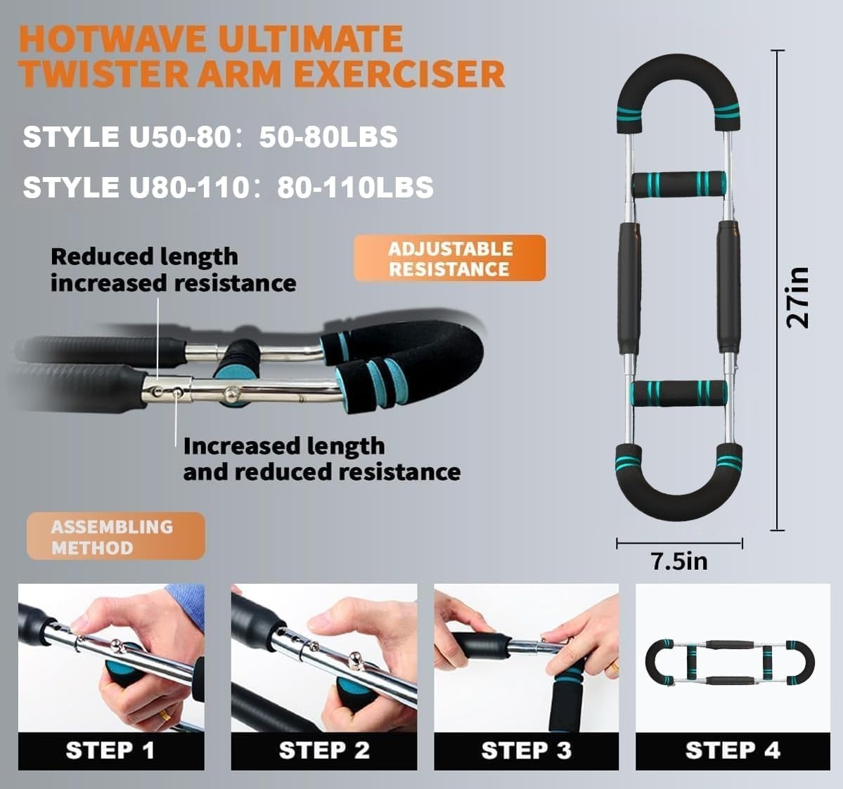 Twister Arm Trainer Adjustable Chest Expander Upper Body Forearm Triceps Workout