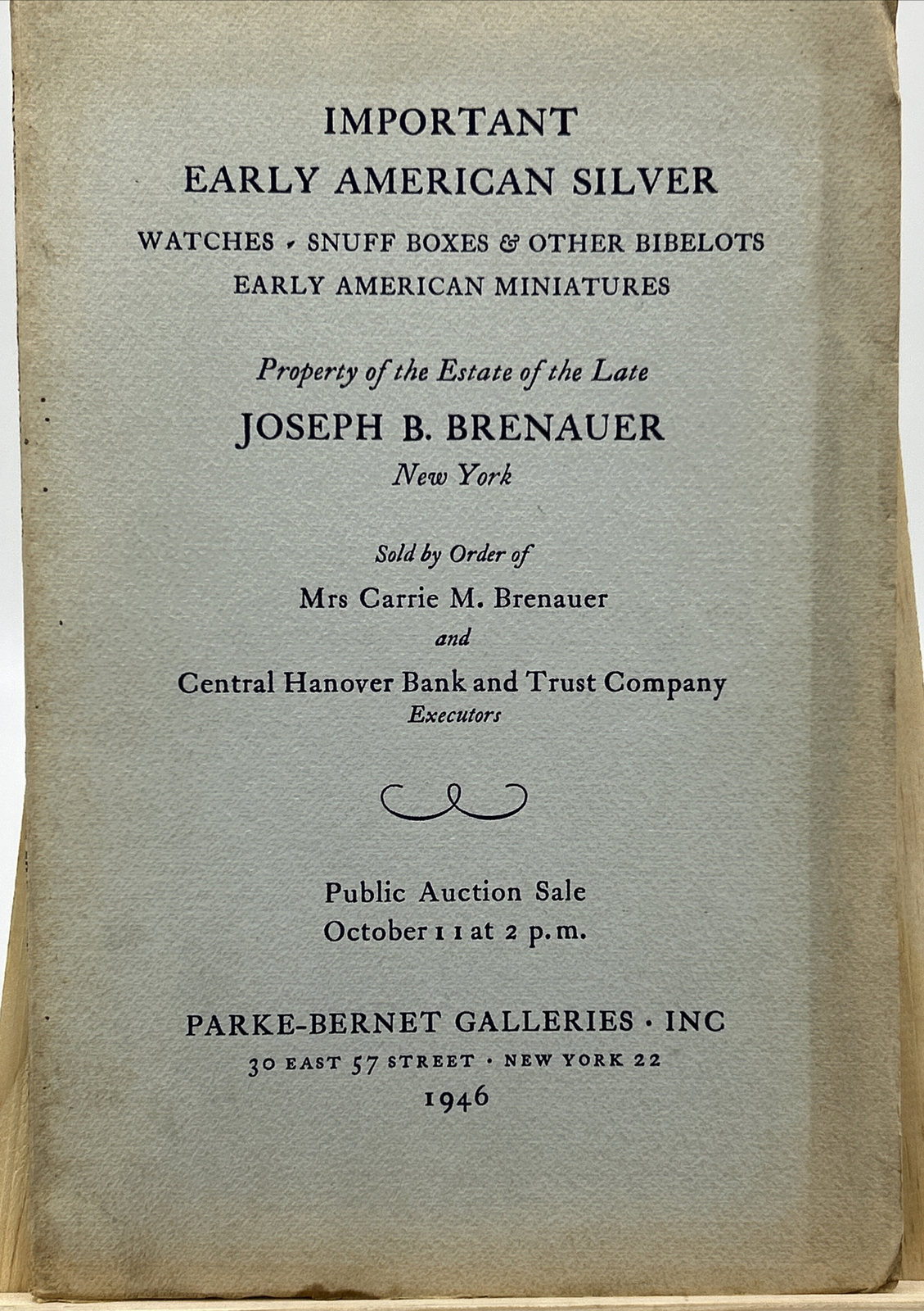 Parke-Bernet Catalog: Joseph Brenauer Collection- 1946