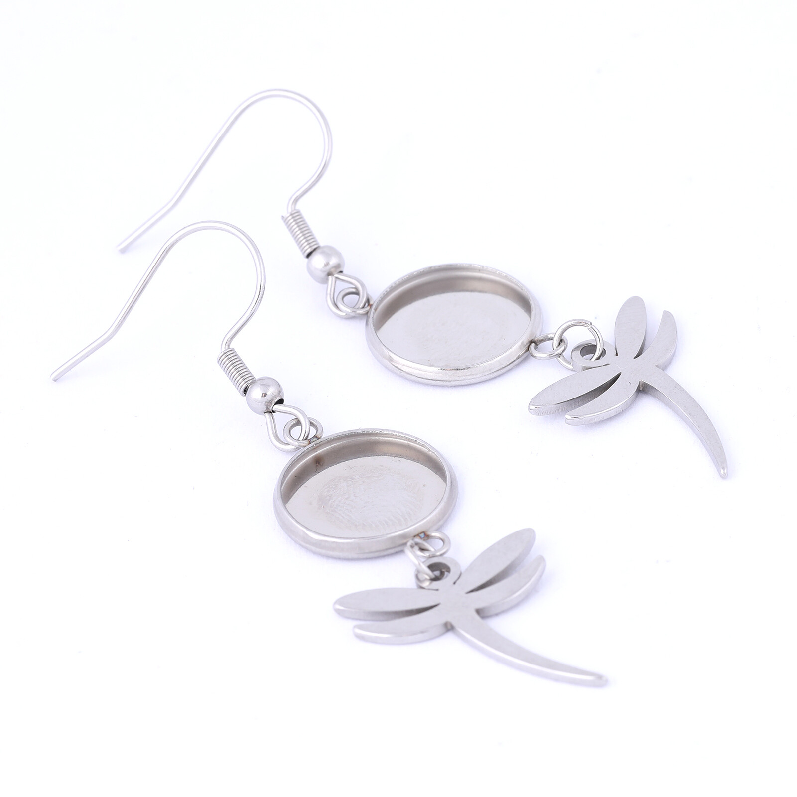 20pcs Stainless Steel Leaf Connector Cabochon Earring Base Setting Blanks 10mm