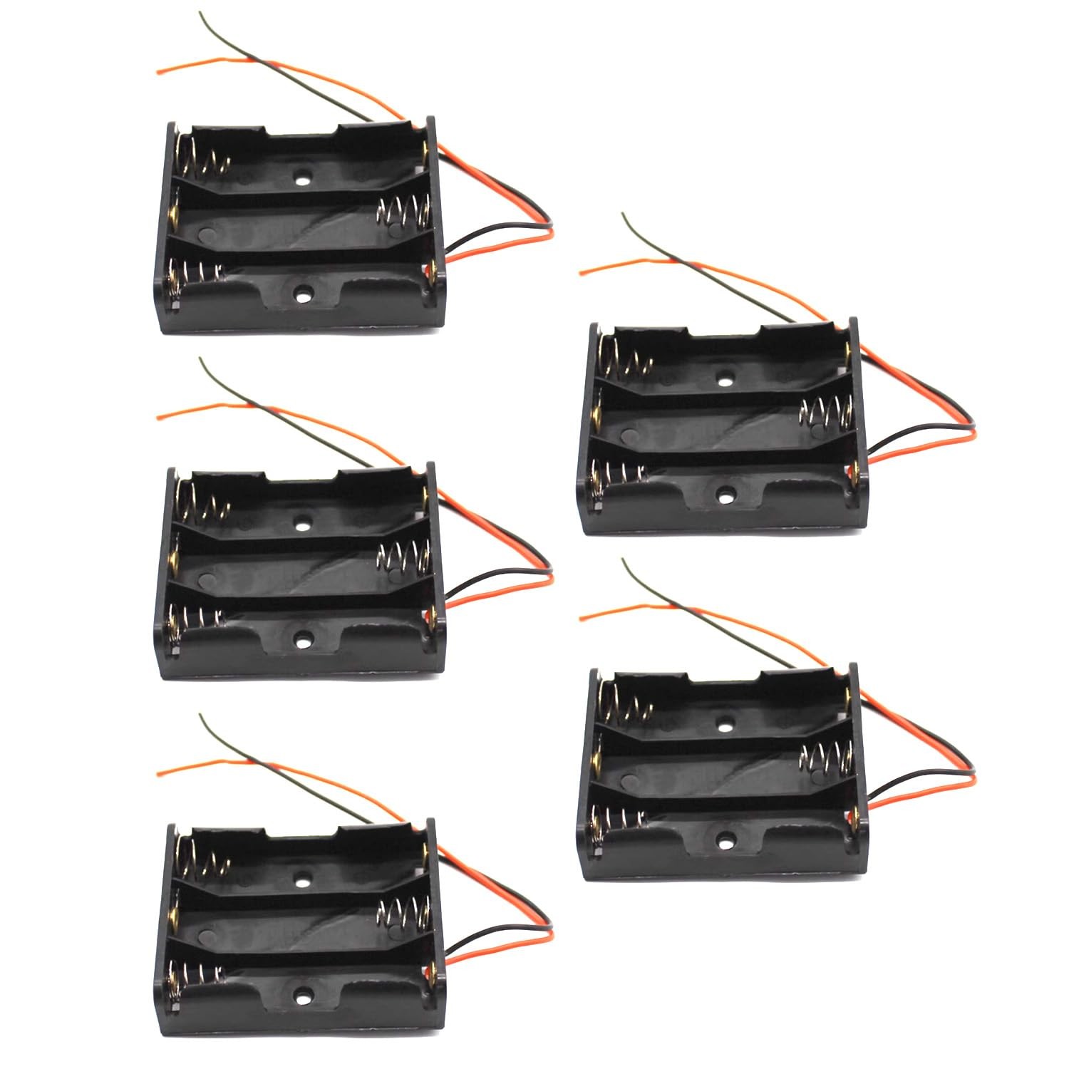Pack of 5 3 x 1.5V AA Battery Holder, 4.5V Battery Holder with Wires 5 Pieces...