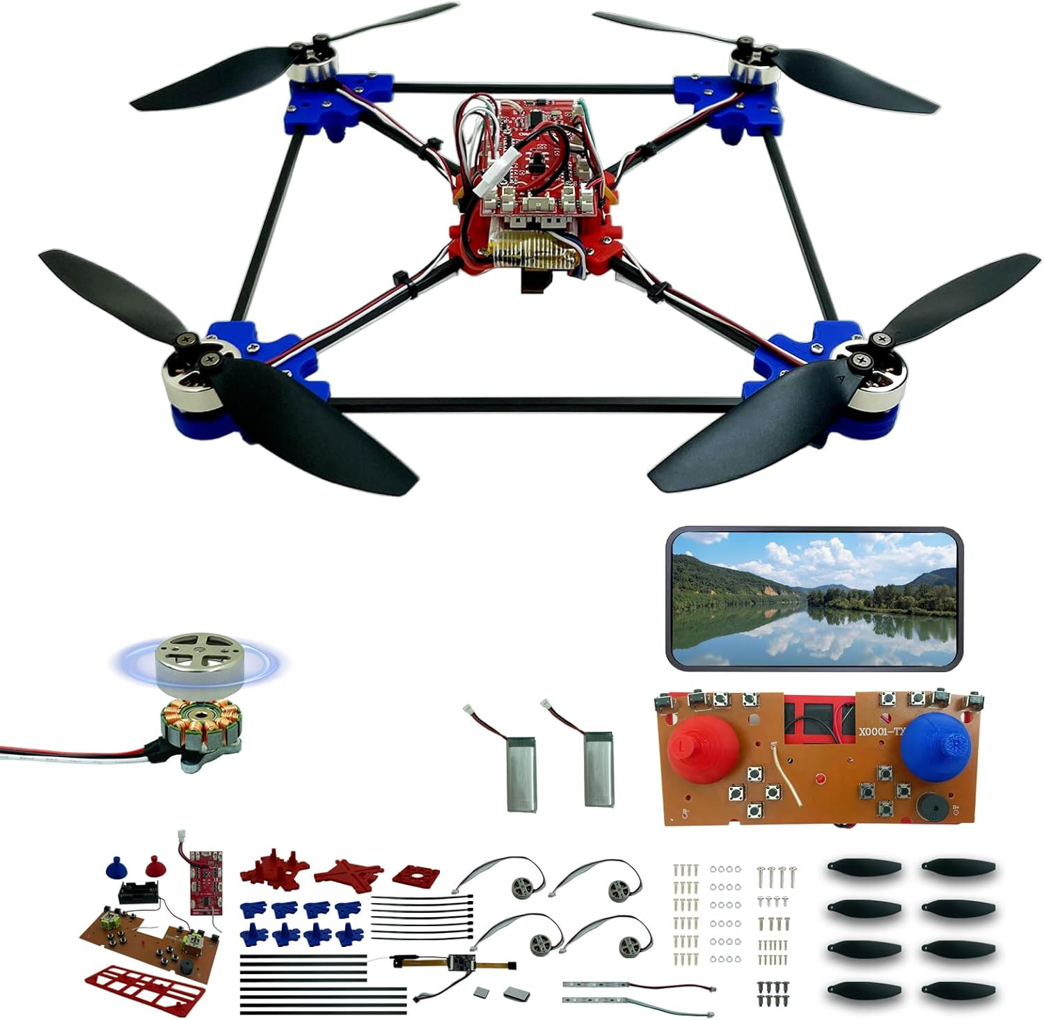 DIY Drone Kit with Brushless Motor & Dual Camera - STEM Building Project with Op