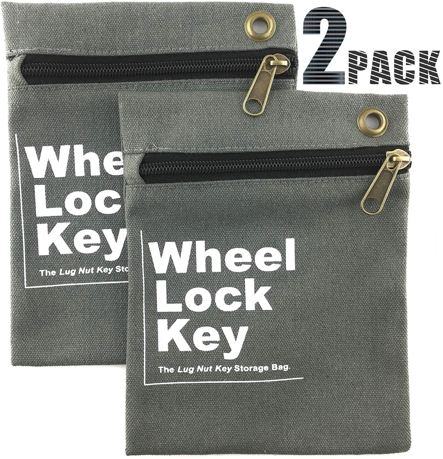 (2Pack) Wheel Lock Key Storage Pouch, Wheel Lock Key Canvas Storage Bag w/Zip...