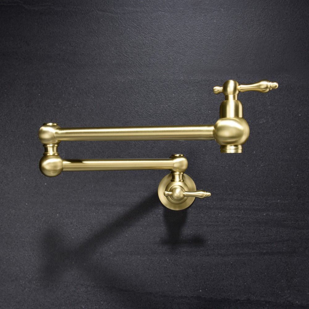 Wall Mount Pot Filler Faucet Kitchen Folding Faucet with Double Joint Swing Arms