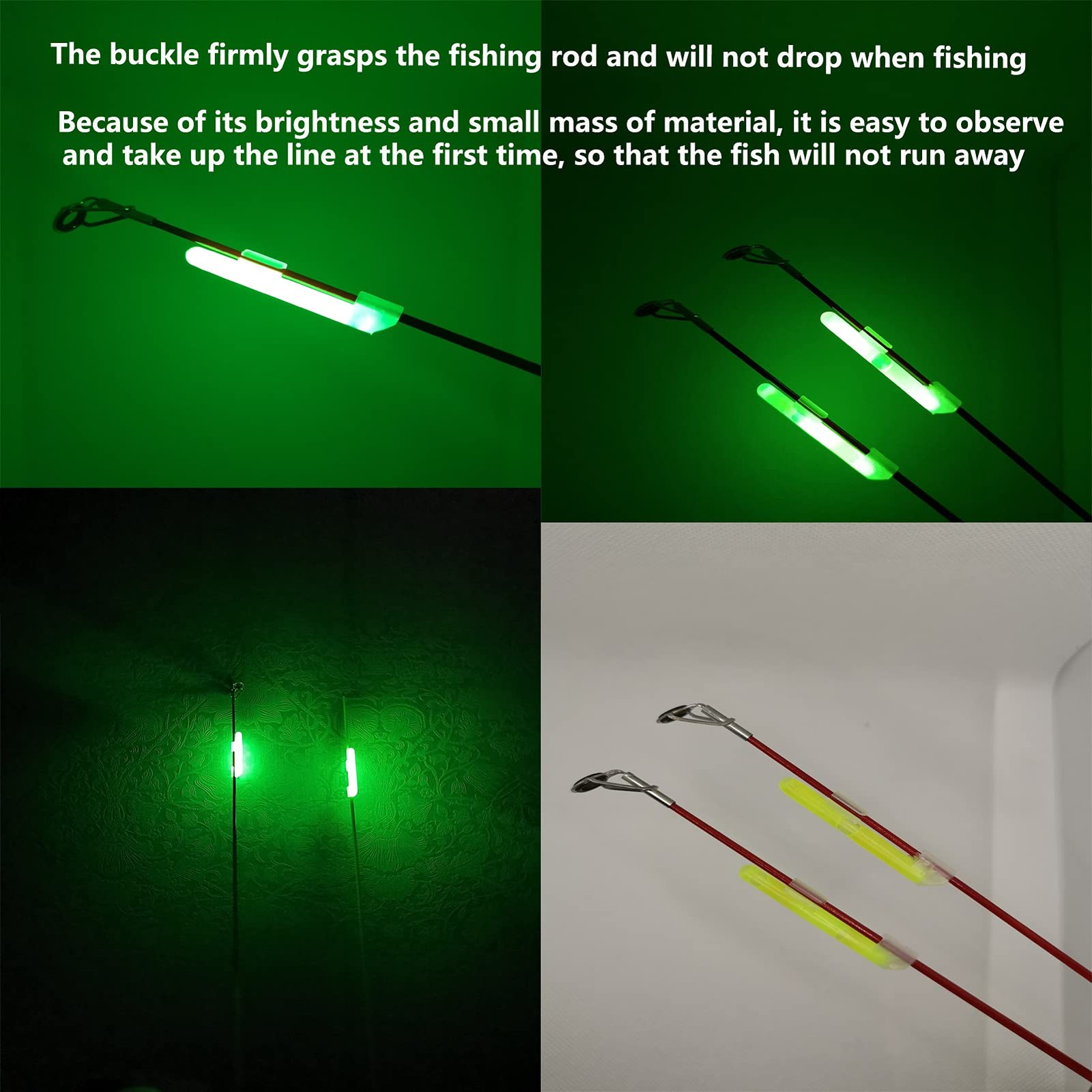 20 PCS Clip-On Bulk Fishing Glow Sticks for Rod Tips Night Fishing Bobber