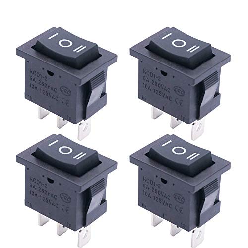 / 4Pcs Square Momentary Rocker Switch (ON)-Off-(ON) SPDT 3 Pin 3 Position 6A