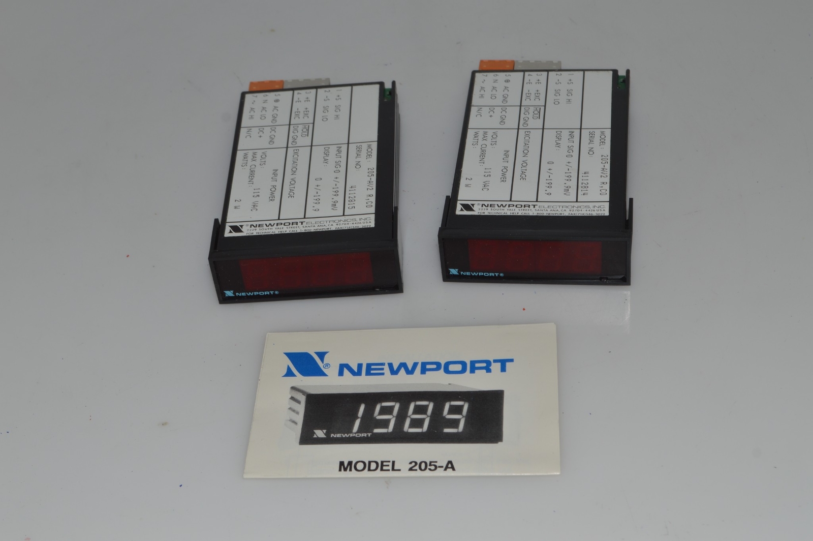*TC* NEWPORT MODEL 205-A 3 1/2 DIGIT MINI-SIZE VOLTMETER - LOT OF 2 (ADJ48)