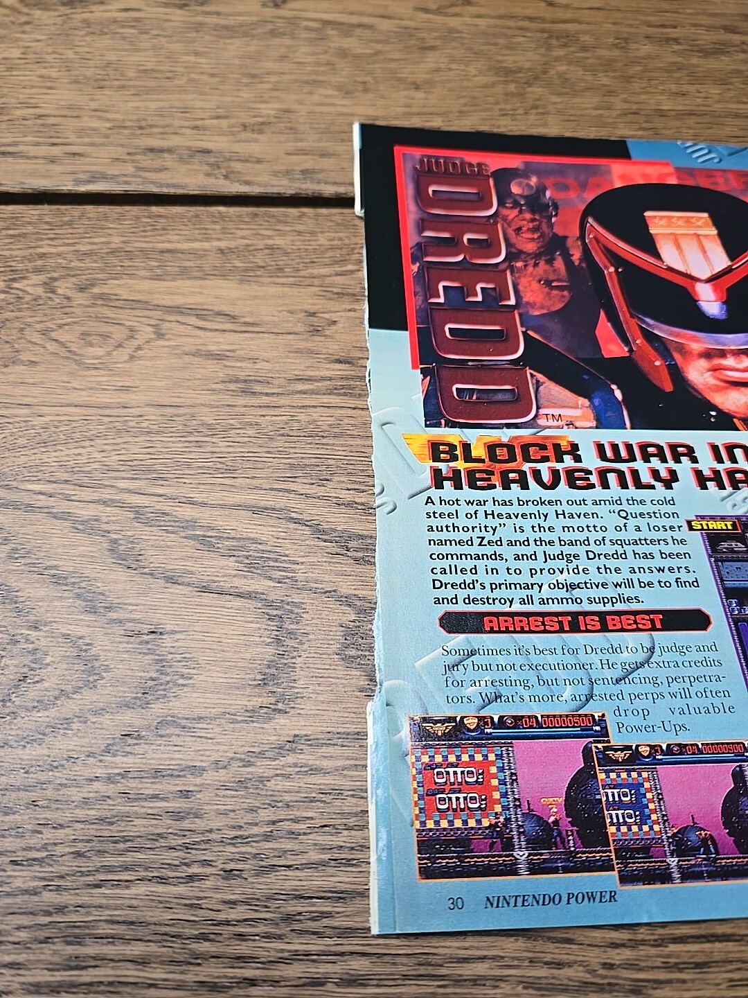 Judge Dredd Nintendo Power Magazine Guide Pullout Cheat Sheets Cut Outs Vintage