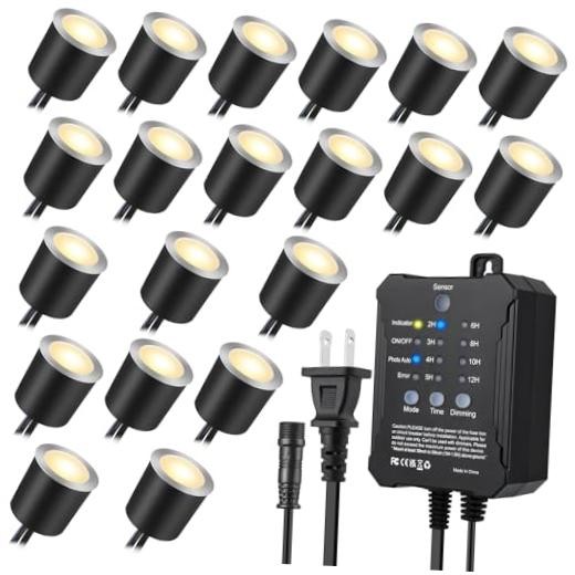 Dimmable LED Deck Lights with Timer and Photocell Sensor and Protecting 20Pack