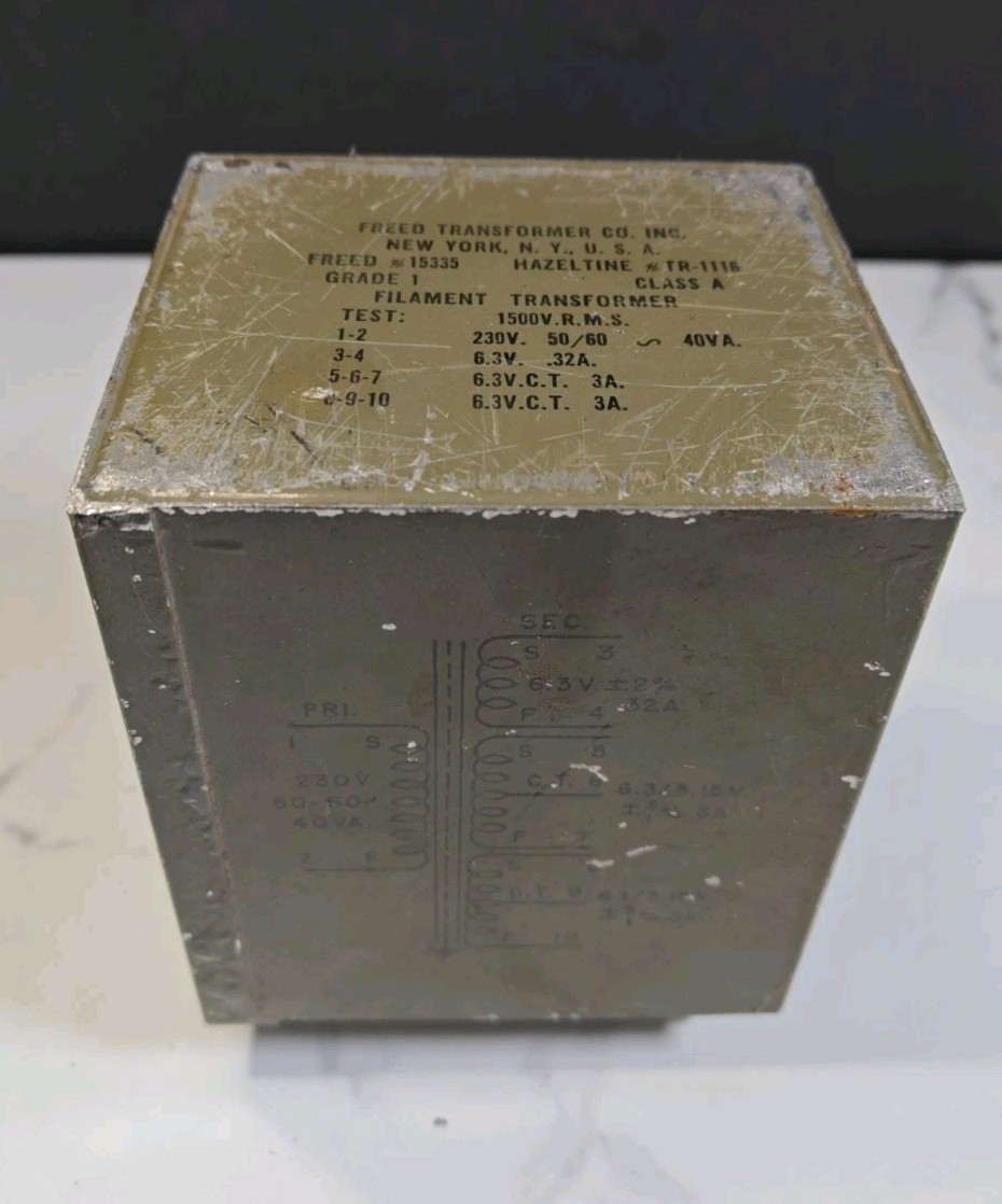 Vintage Freed Filament Transformer - Model #15335  - Hazeltine #TR-1116 Tested!