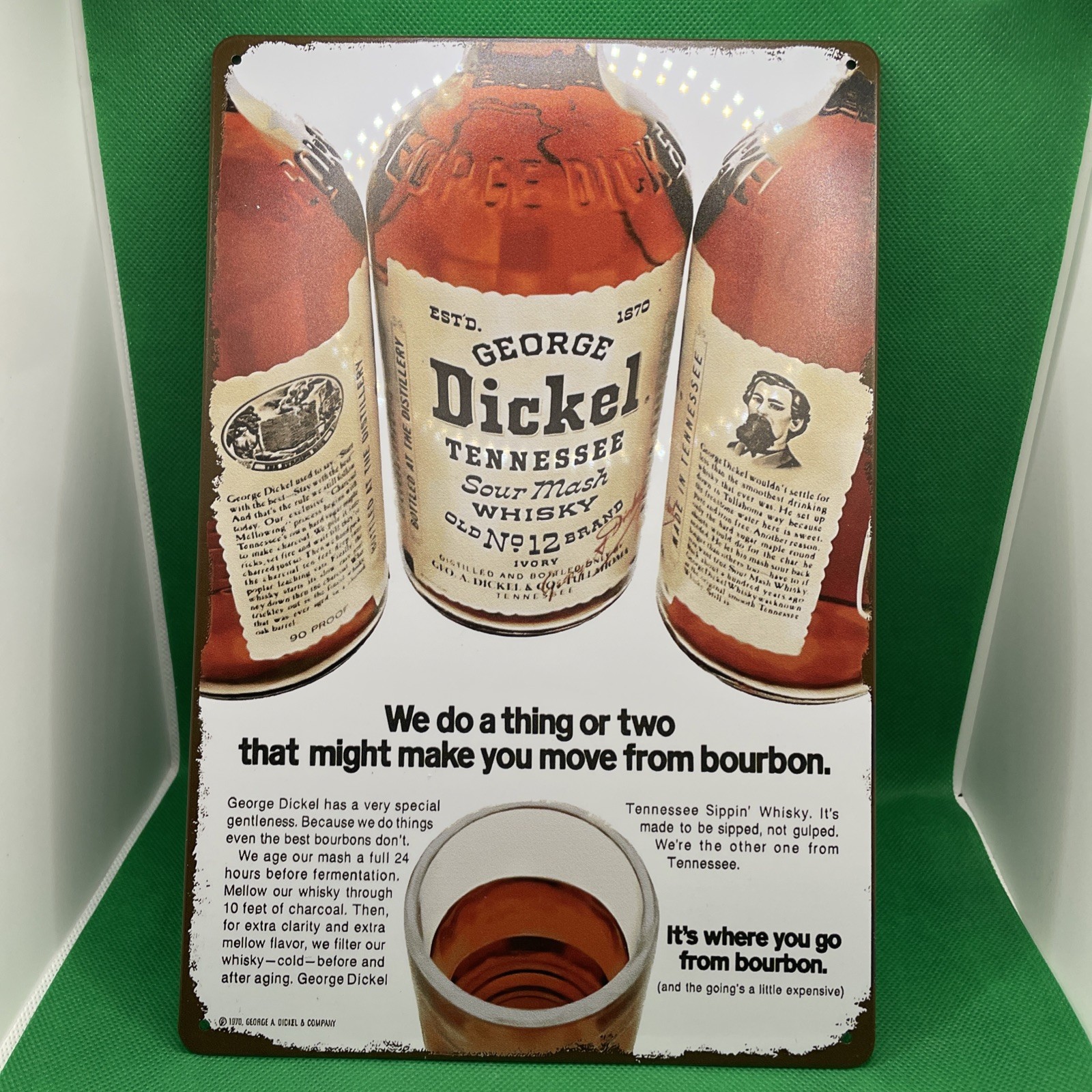 George Dickel Tennessee Sour Mash Whisky- Metal Sign for Bar