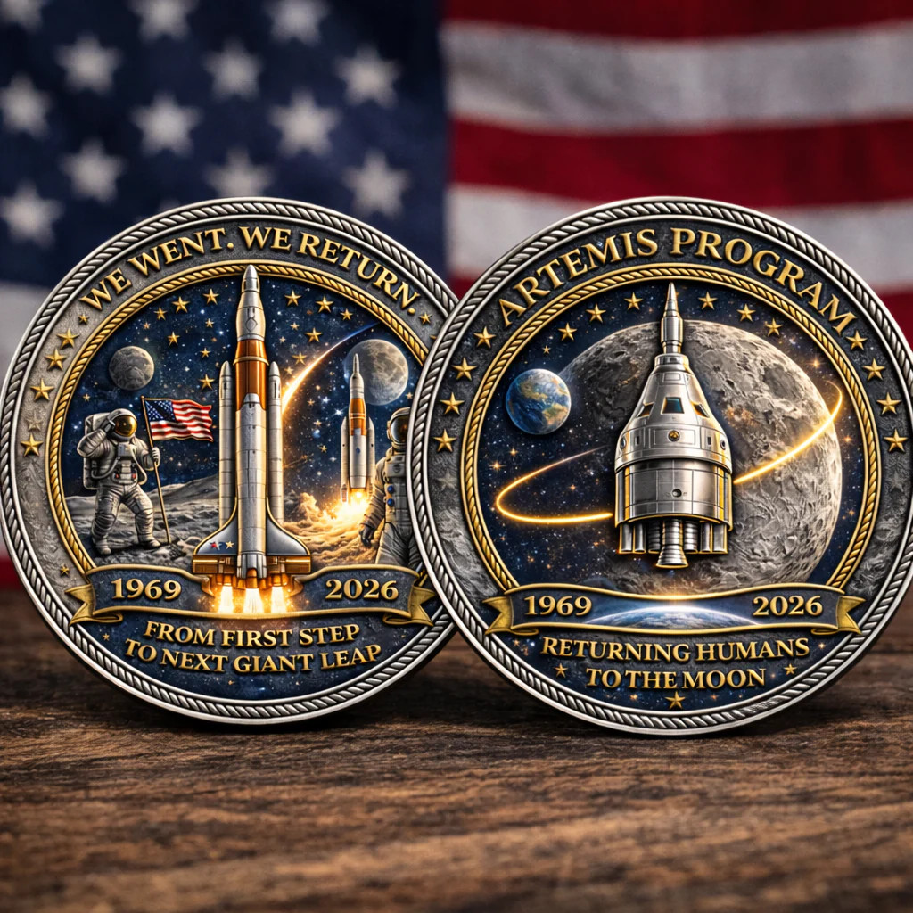 Artemis Program Commemorative Coin 1969-2026 Moon Landing Challenge Coin