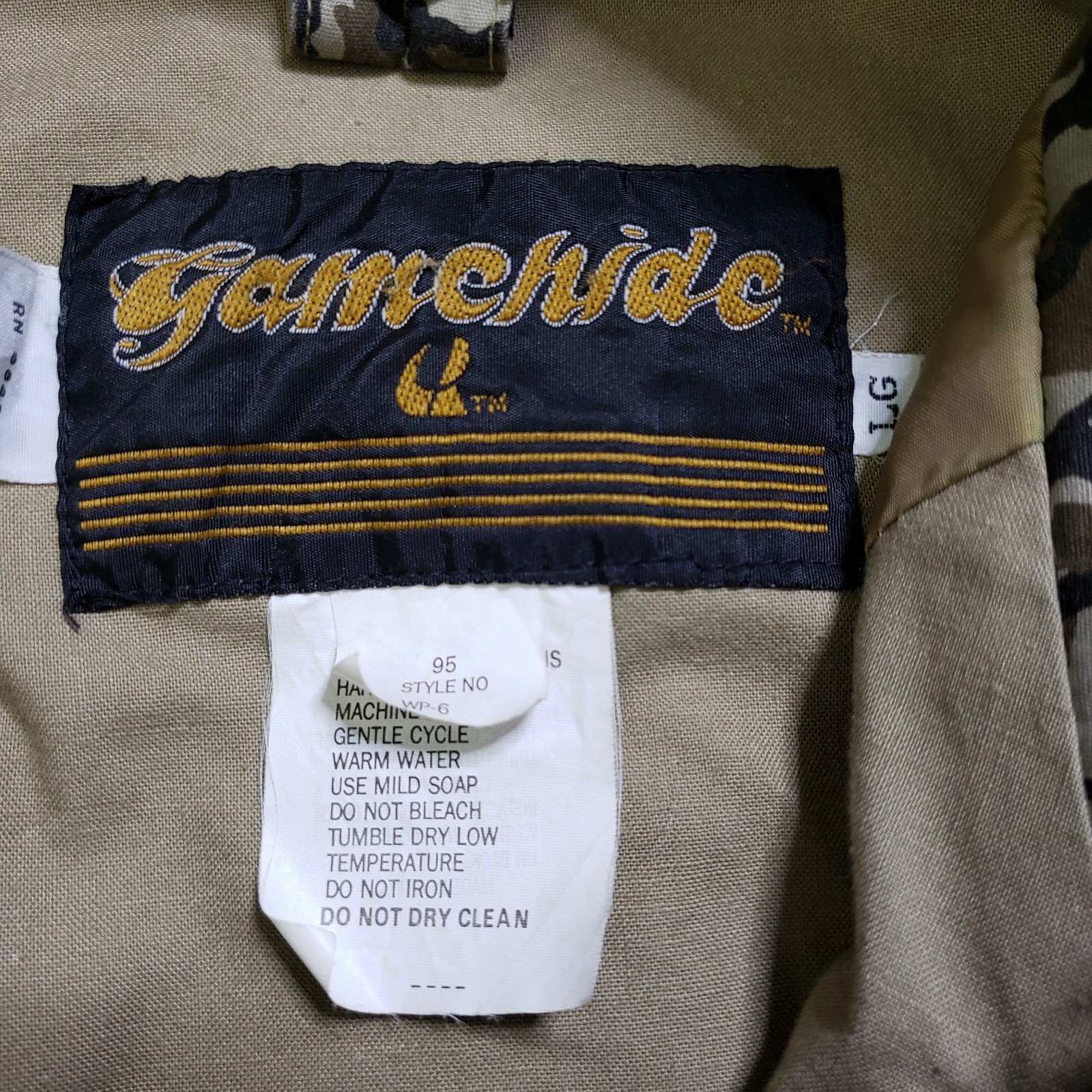 VTG Gamehide Jacket Men L Brown Bottomland Camo Turkey Duck Shell Loops WP-3