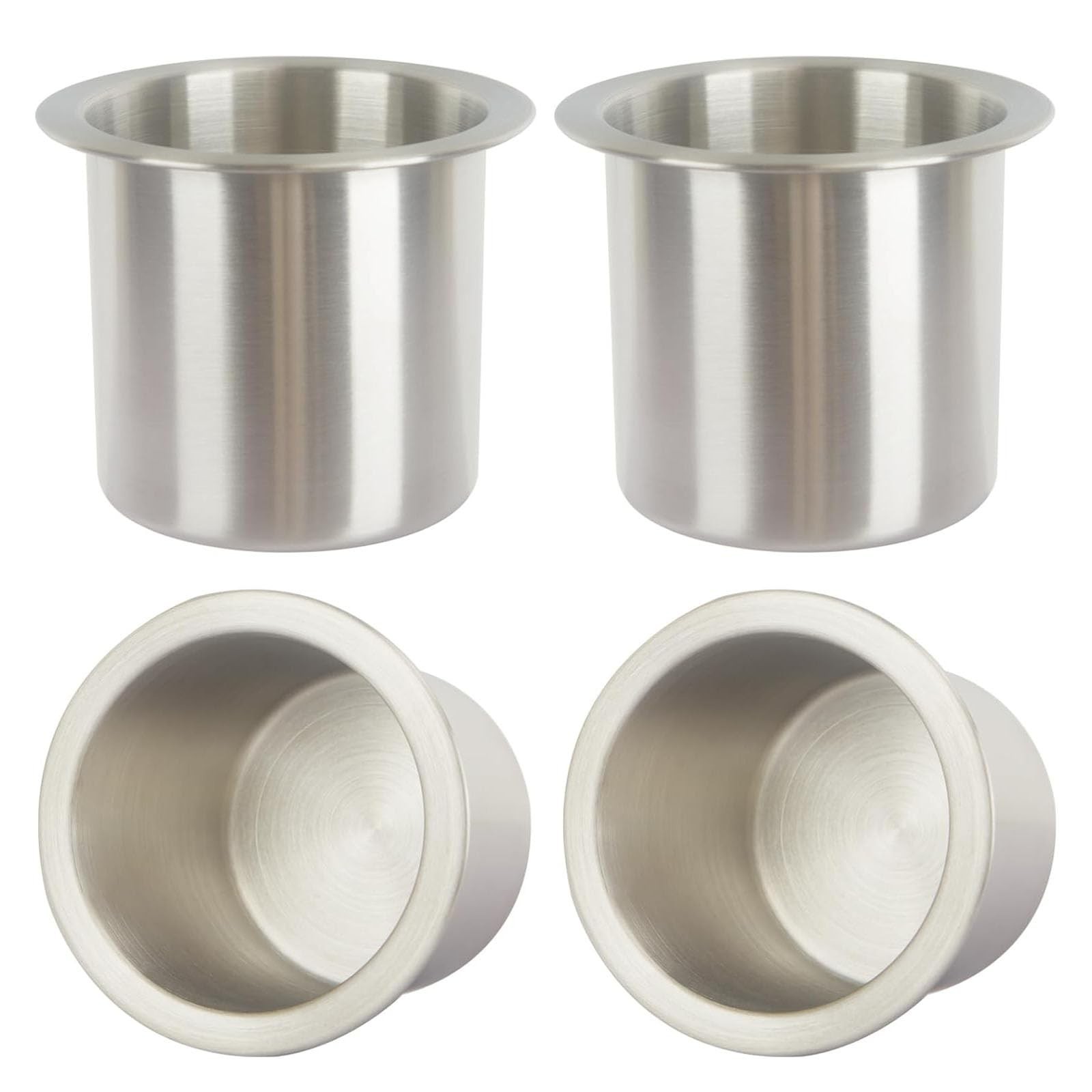 4Pcs Drop-in Cup Holder,304 Stainless Steel Automotive Cup Holders,Silver Pok...