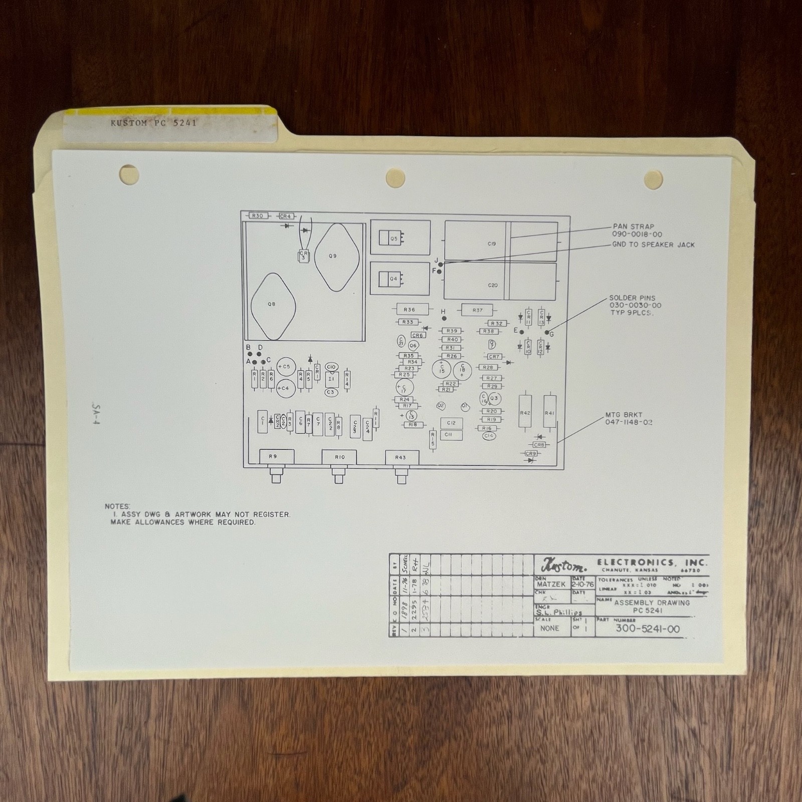 VINTAGE KUSTOM PC 5241 AUDIO SCHEMATICS