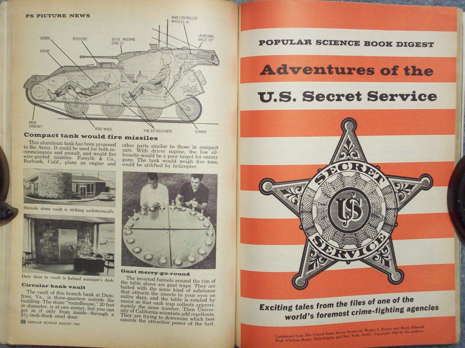 1961 POPULAR SCIENCE AUGUST VOL 179 NO 2 SECRET SERVICE GAS FLAME LIFTS HOT AIR